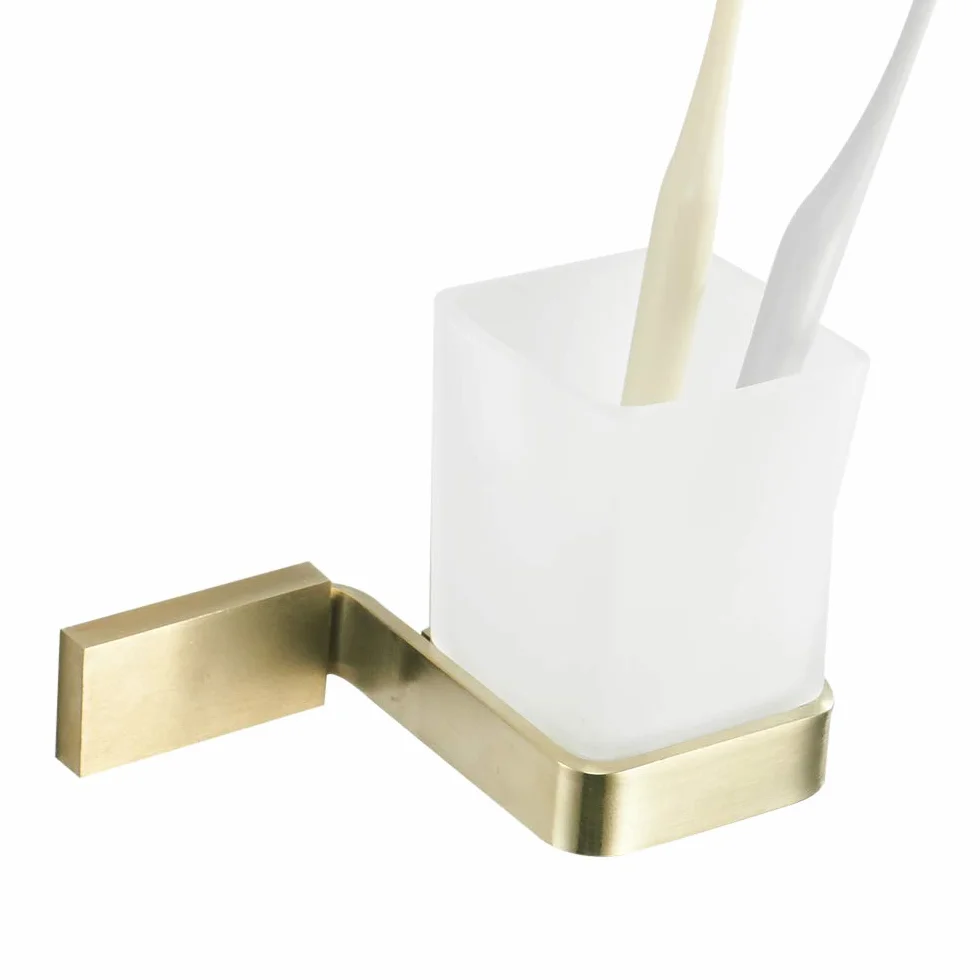 Porte Brosse à Dents Fixation Murale en Acier Inoxydable Or Brossé, Doré pour Salle de Bain