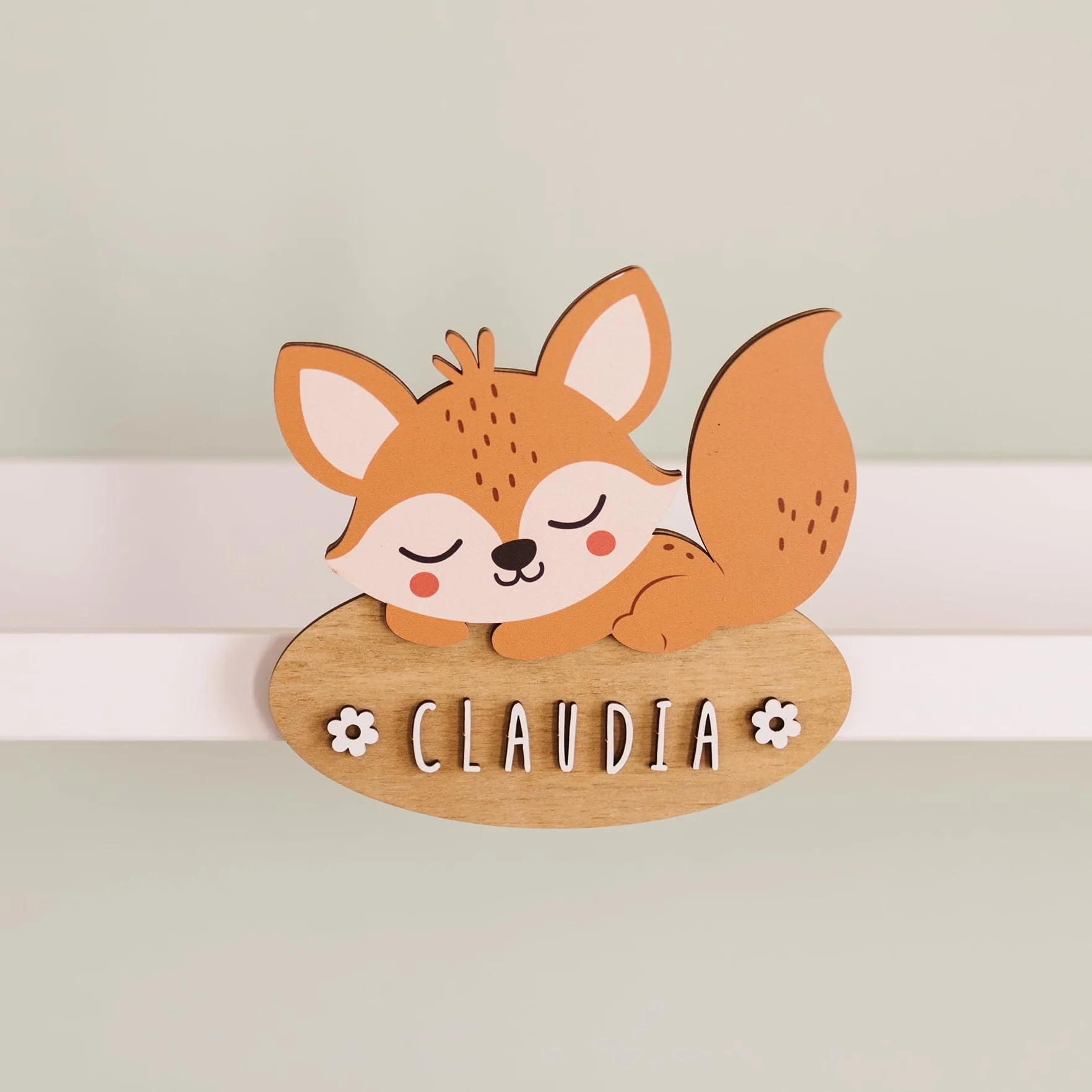 WONDEE Plaque Décorative Renard Prénom Bois Personnalisée Chambre Bébé Cadeau Naissance