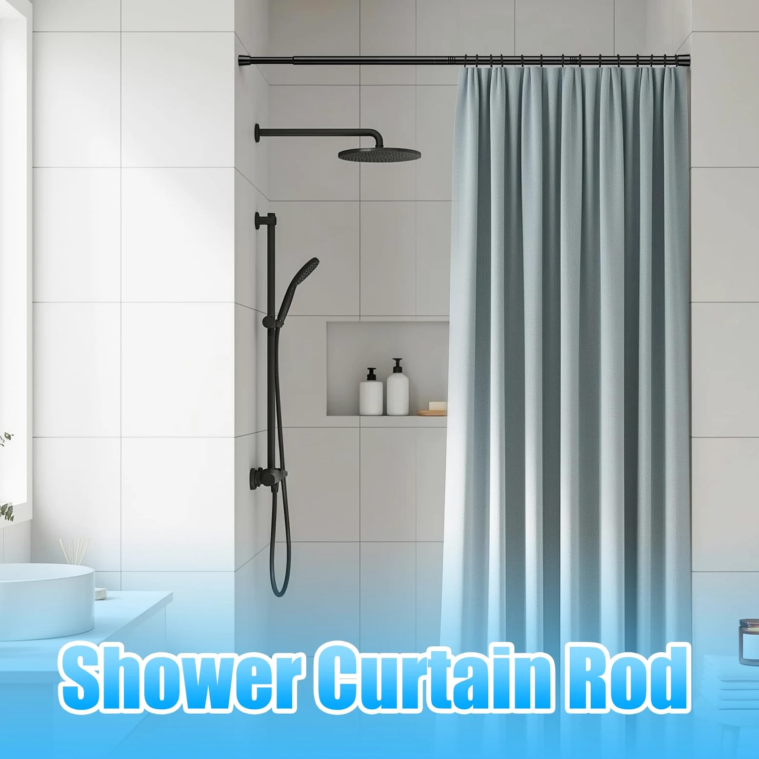 AIZESI Lot de 2 tringles à rideaux réglables sans perçage - Longueur réglable de 78,7 à 137,2 cm - Petites tringles à rideaux extensibles pour fenêtres, placards, armoires de cuisine, salle de bain