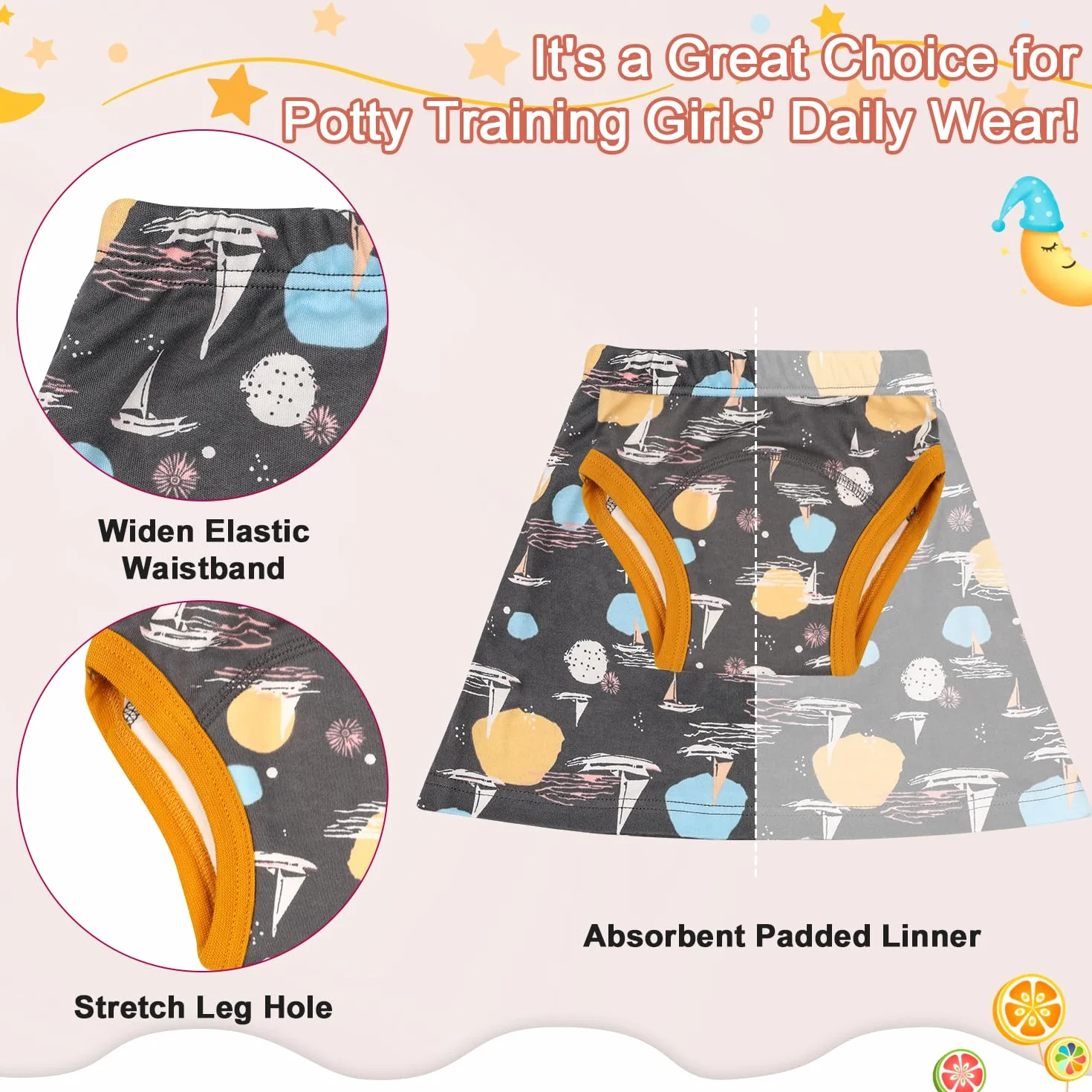 Culotte Apprentissage Propreté Filles Jupe Forme, Jupes Couches avec Culotte d'apprentissage, 2 Packs