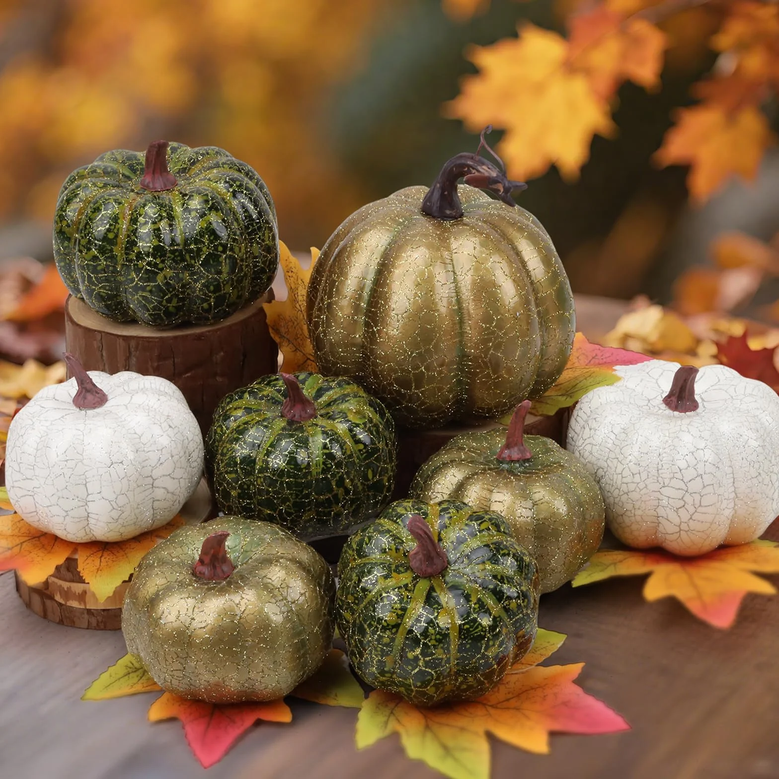 Sztuczne Dynie Mousse Kolekcja Jesienna Dekoracja Halloween 8 Sztuk