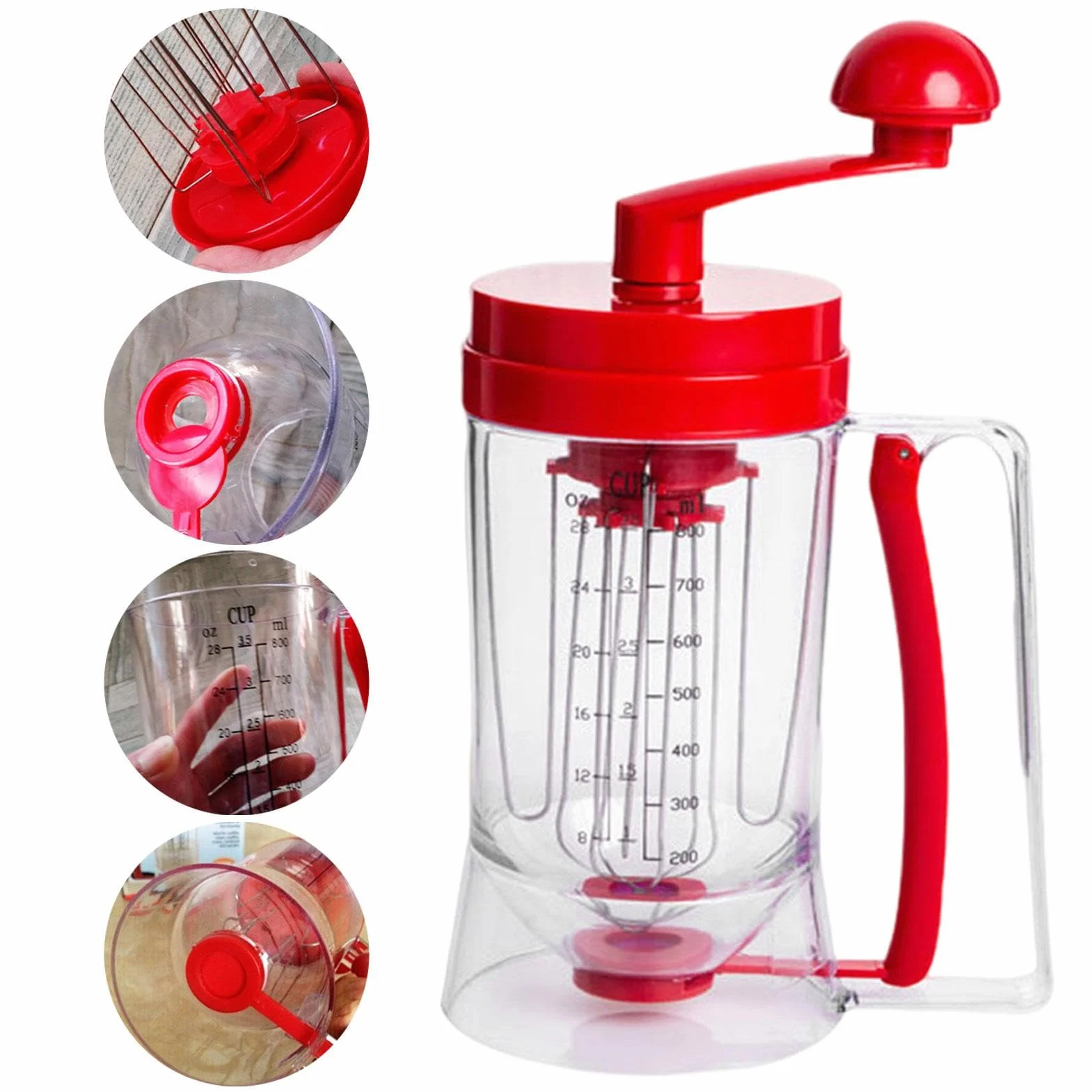 Distributeur de pâte à crêpes 900 ml avec fonction d'agitation, verseur chauffant pour gaufres et séparateur