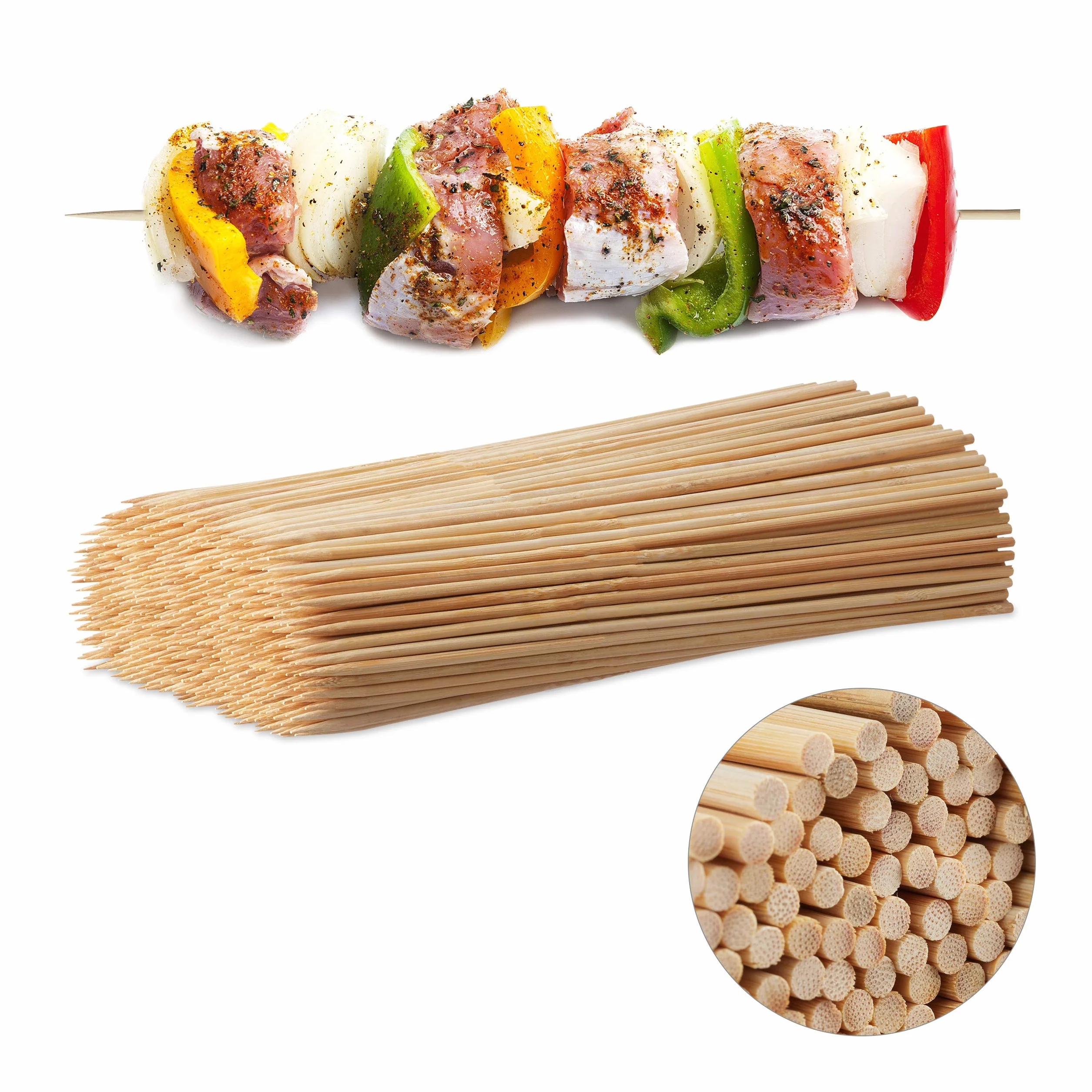 Piques bois Relaxdays lot de 500 brochettes barbecue bambou 30 cm 4 mm