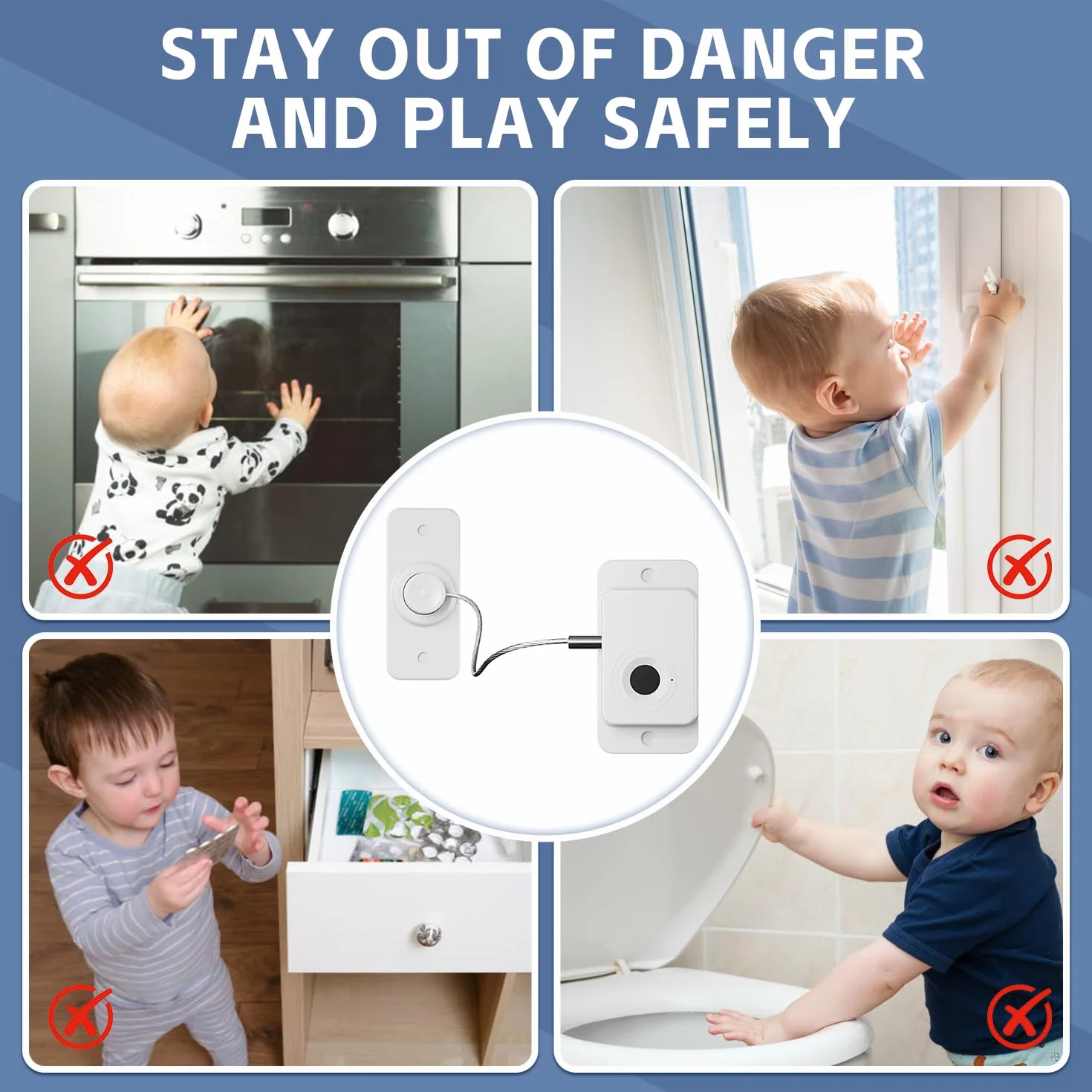 Sécurité Enfant Placard Empreintes Digitales, Cadenas Frigo, Limiteur Fenêtre, Bloque Tiroir, Blanc