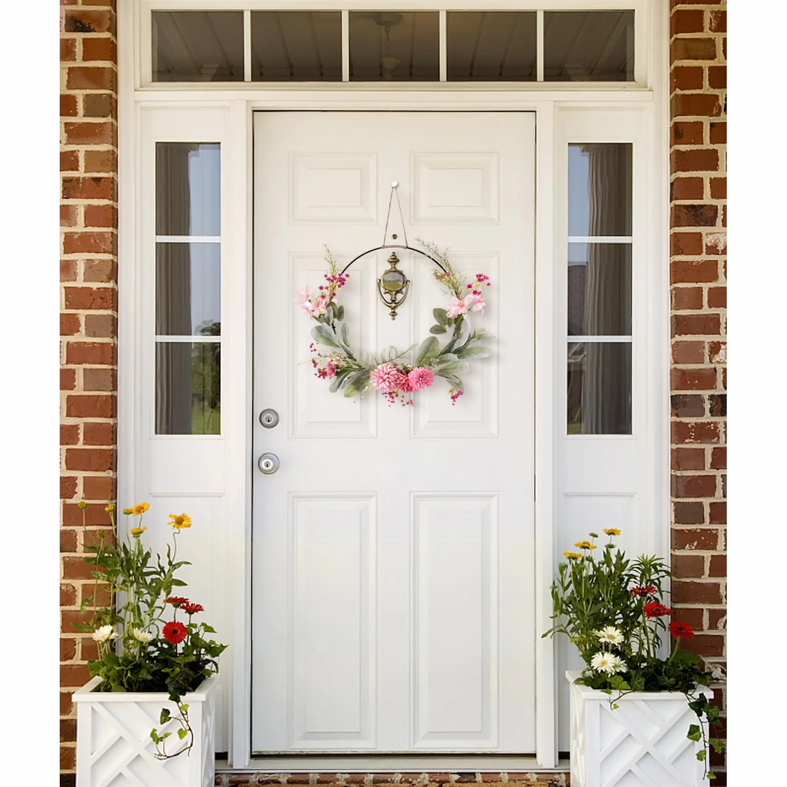 LOMOHOO Couronne de Porte Artificielle Rose Printemps Été Décoration Pâques Mur Mariage
