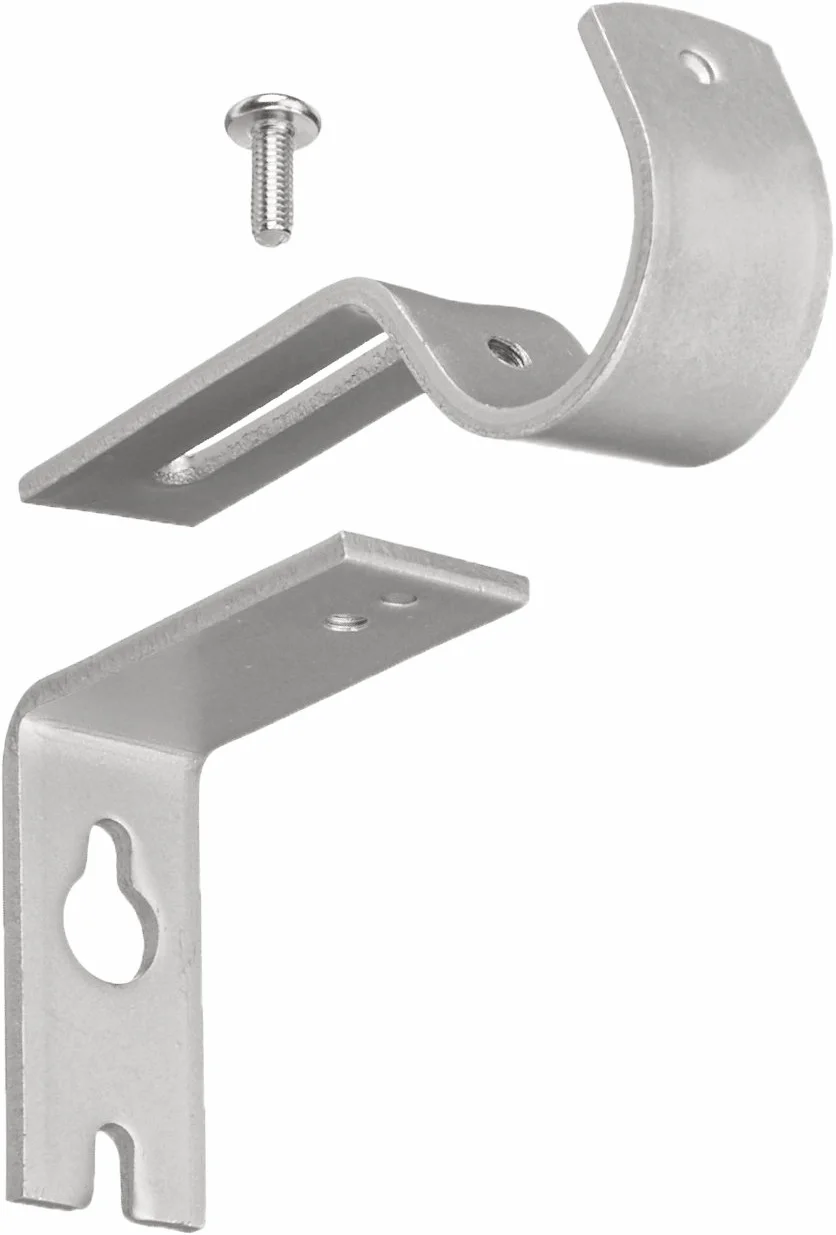 Amazon Basics Crochets Muraux Robustes et Réglables Pour Tringle de 2,5cm, Lot de 2, Nickel Argenté