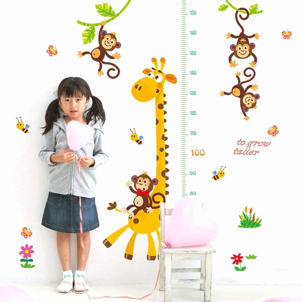 Autocollant Toise Murale Dessin Animé Croissance Hauteur Enfant