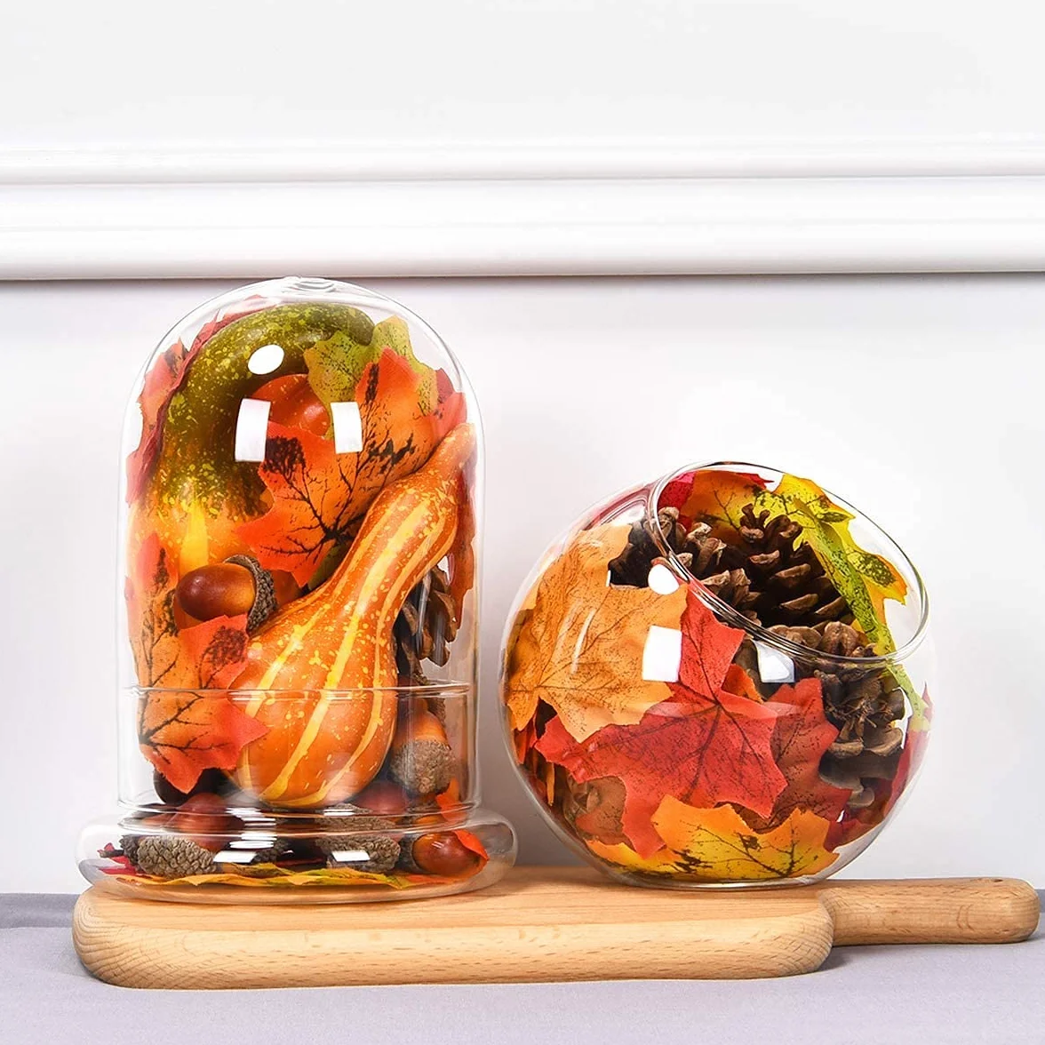 HBell Lot de 172 mini citrouilles artificielles Halloween pommes de pin feuilles d'érable glands décorations automne