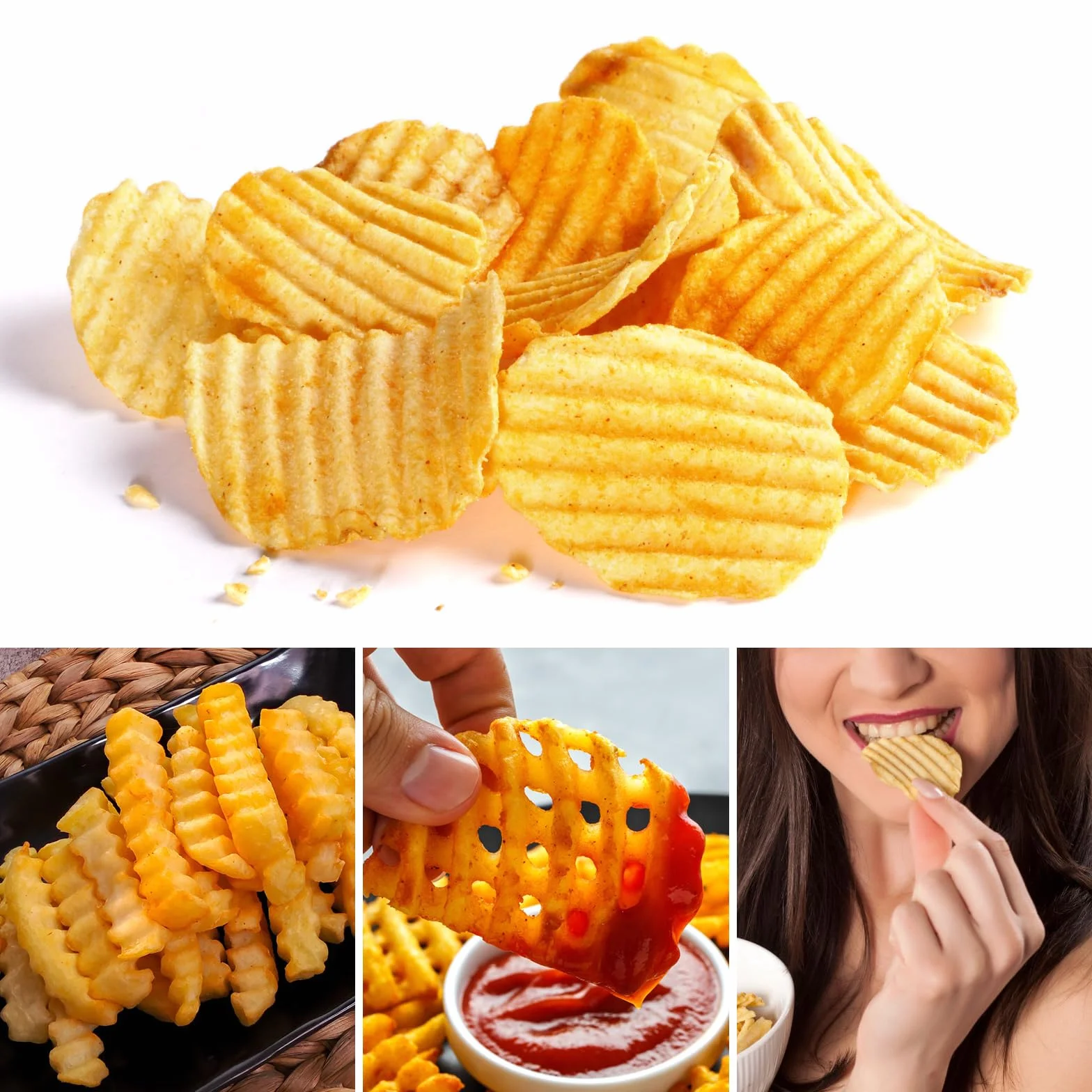Redamancy Couteau Ondulé à Frites Inoxydable, Coupe Patate, Trancheur à Vague pour Légumes et Fruits