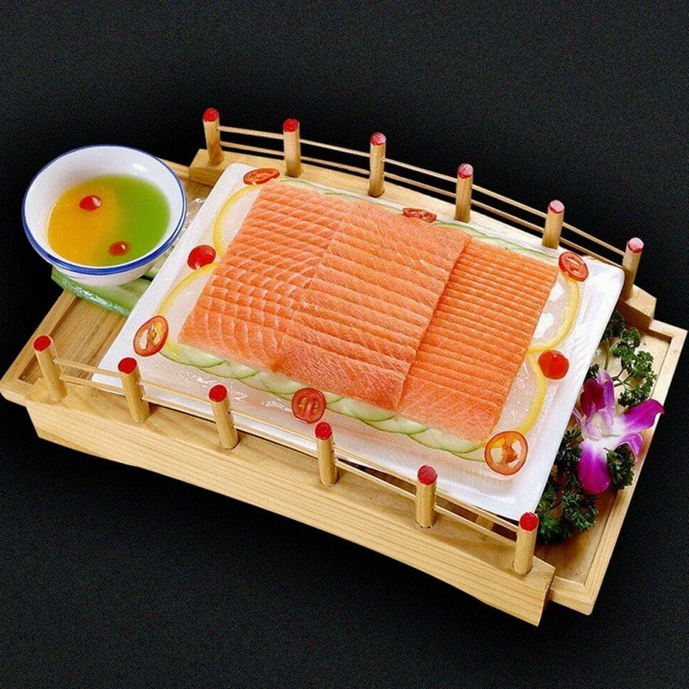 Pont en Arc en Bois Plateau De Service De Bateau À Sushi Assiettes De Service À Sushi Sashimi Plateau À Sushi Japonais Assiette D'apéritif pour Cuisine À Domicile Restaurant