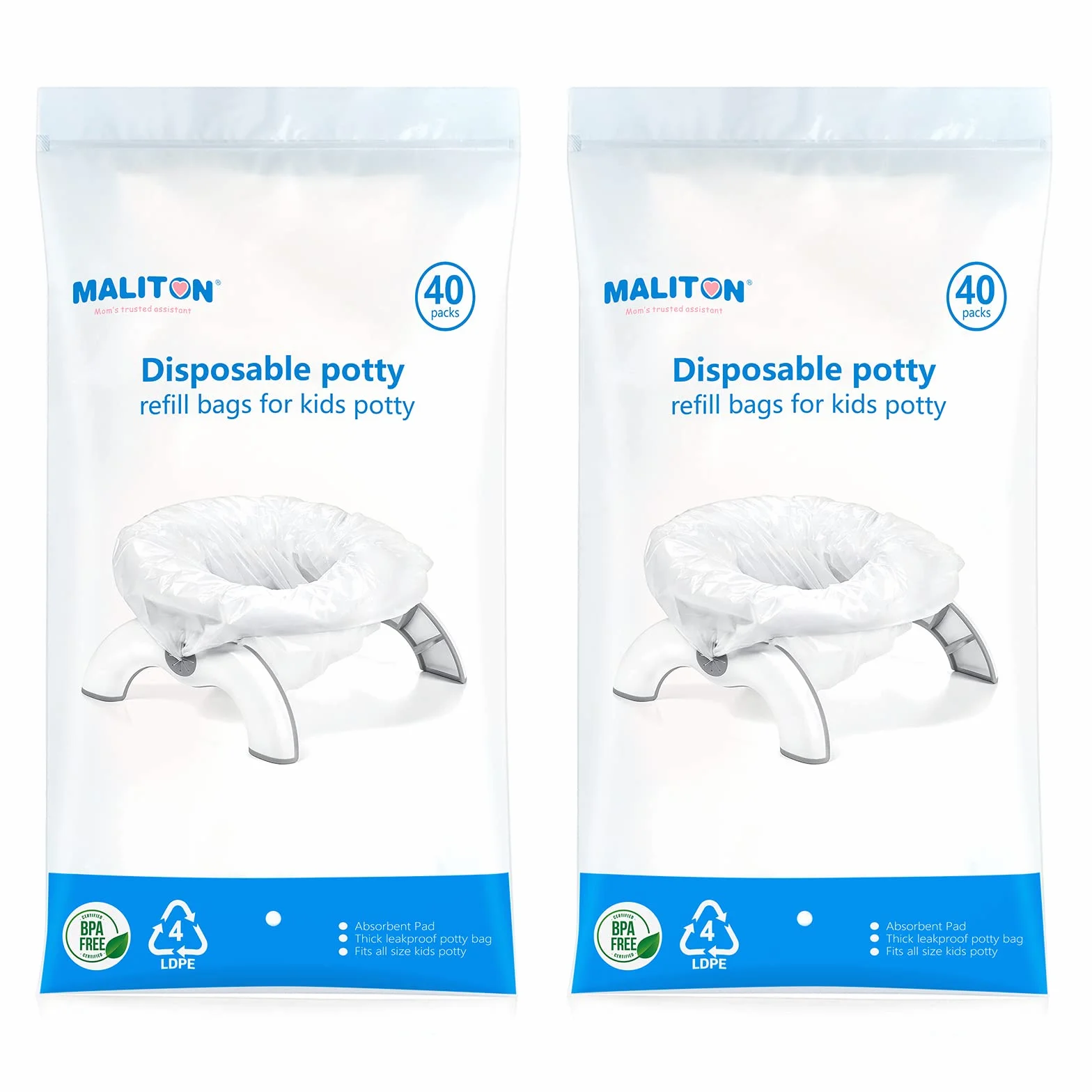 Maliton Lot de 80 sacs jetables pour pot de voyage avec cordon de serrage