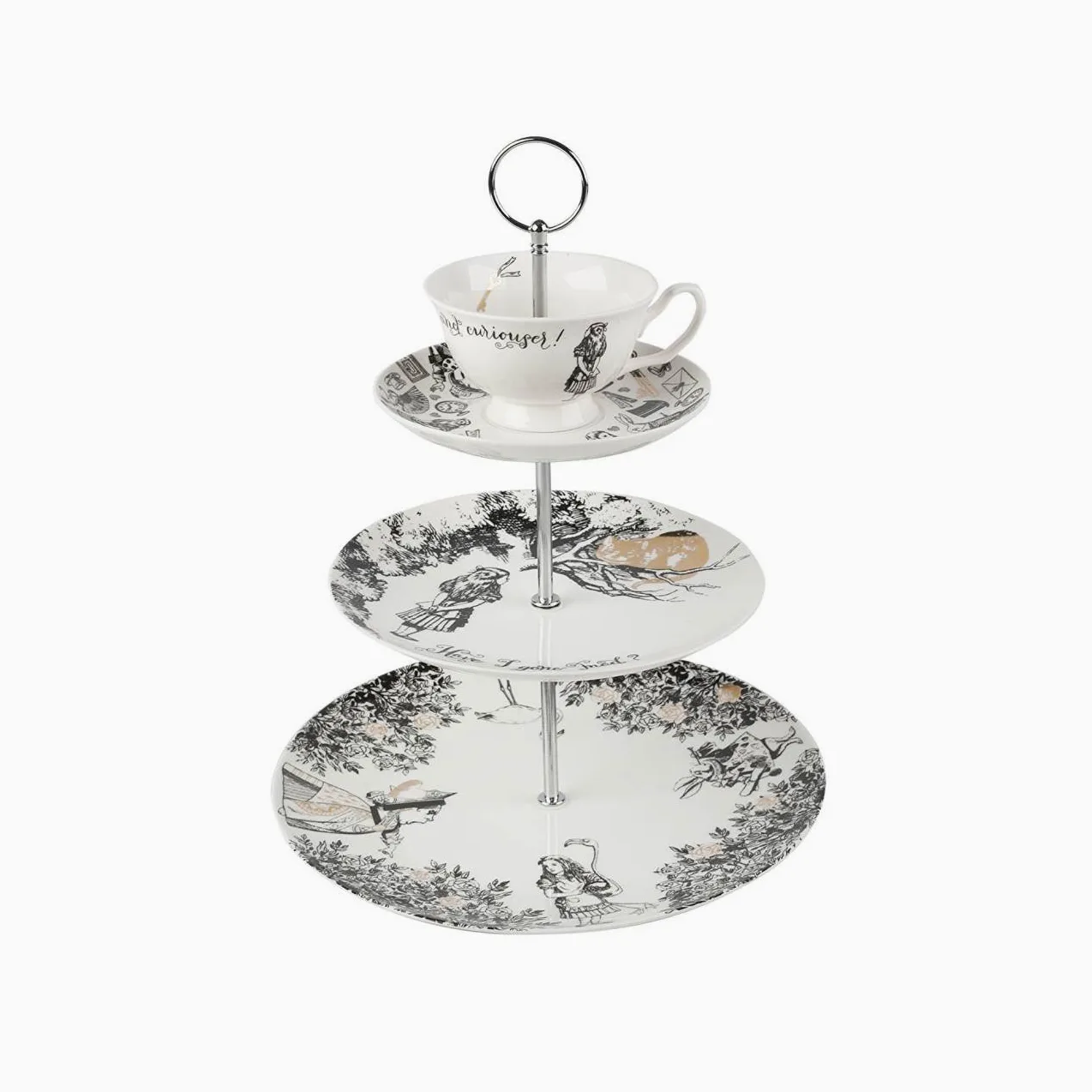 V&A Alice Au Pays Des Merveilles Ensemble De Gâteaux Sur Pied À 3 Étages, Ensemble De Gâteaux Sur Pied, Coffret Cadeau