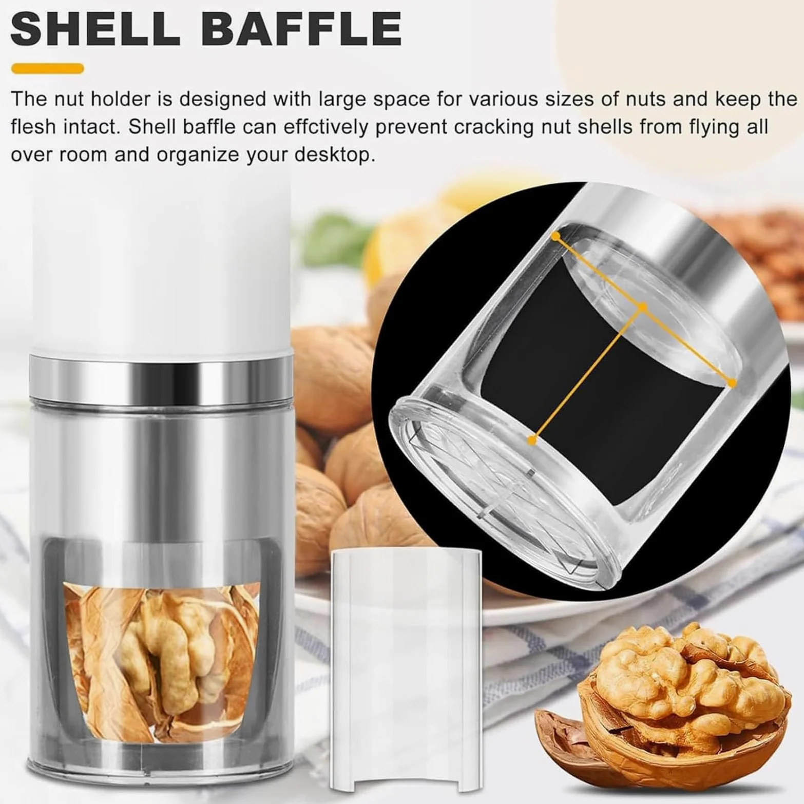 Casse-Noix Électrique Automatique, Casse-Noix De Pécan, Casse-Noix Portable, Casse-amandes Et Noix, Résistance 40-50 Kg, Amovible Et Lavable, pour Noix De Pécan, Noisettes, Noix Et Amandes