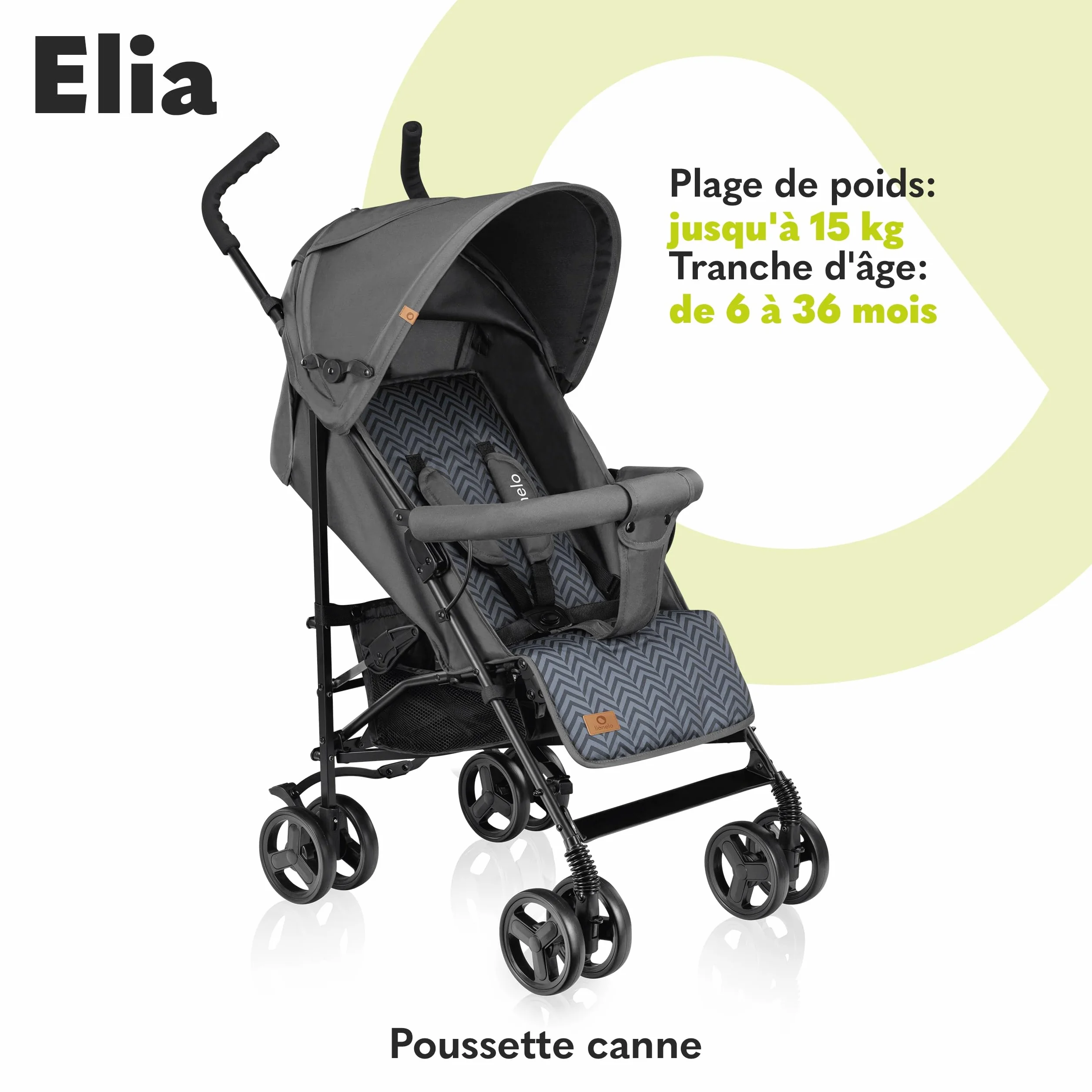 LIONELO Elia poussette canne 15 kg réglage dossier position couchée grand panier pliage rapide moustiquaire