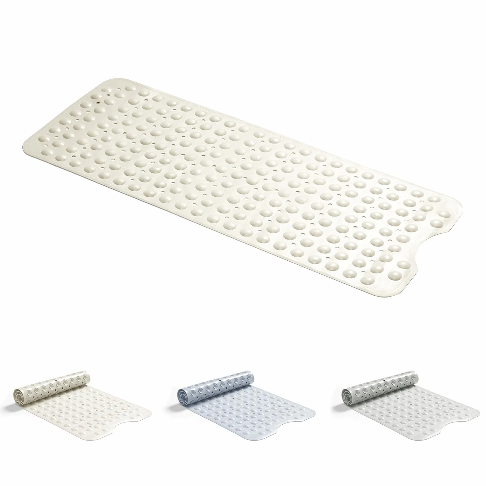 Tapis de Bain antidérapant Extra Large 101 x 40 cm Beige Good Nite avec ventouses Anti-moisissure Lavable en Machine