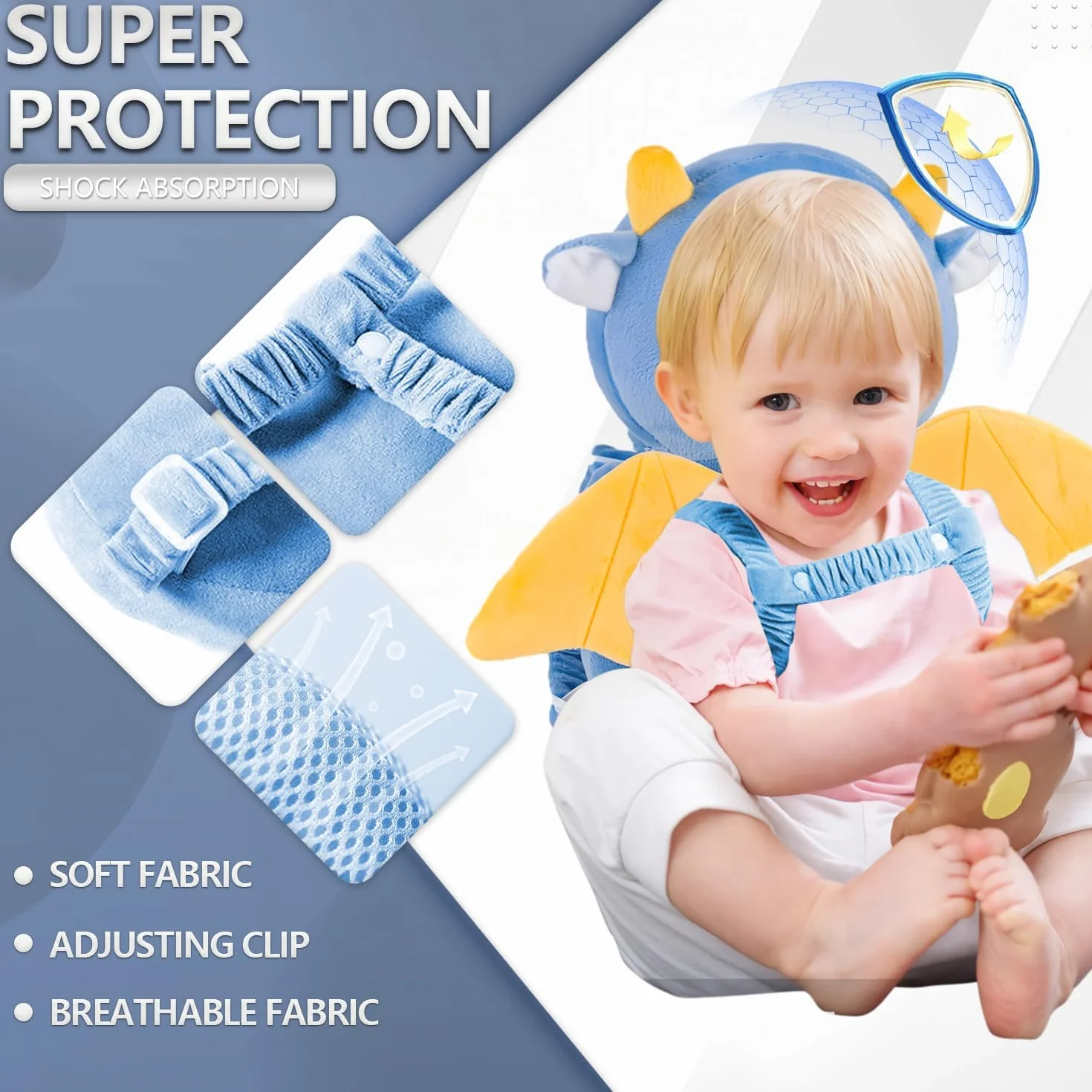 Sac à dos bébé protection tête réglable Dragon 5-24 mois