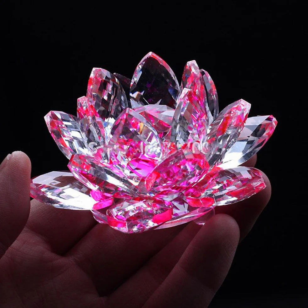 Fine Quartz Cristal Verre Fleur De Lotus Pierres Naturelles Sphères Cristaux Feng Shui (Blanc)