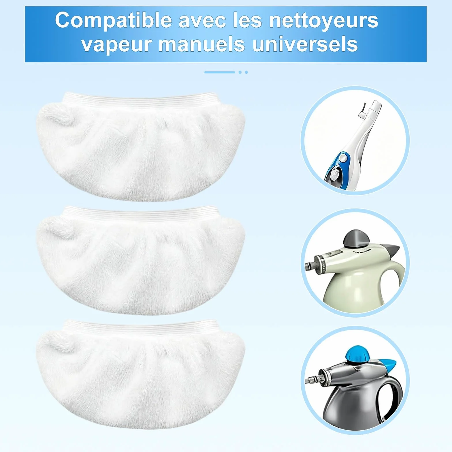 Accessoires Nettoyeur Vapeur Universels, Pads Lavables, Chiffons Microfibre 10 Pièces