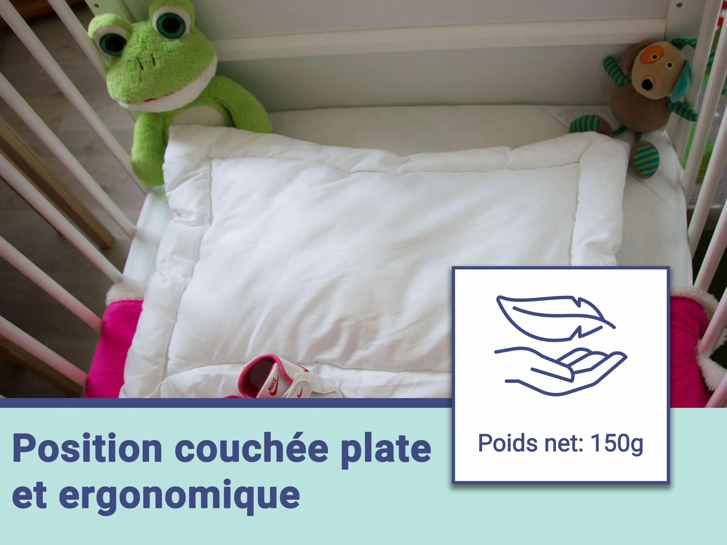 ZOLLNER Oreiller Plat 40x60 cm Lavable à 95°C Tissu mélangé Qualité Hôtelière