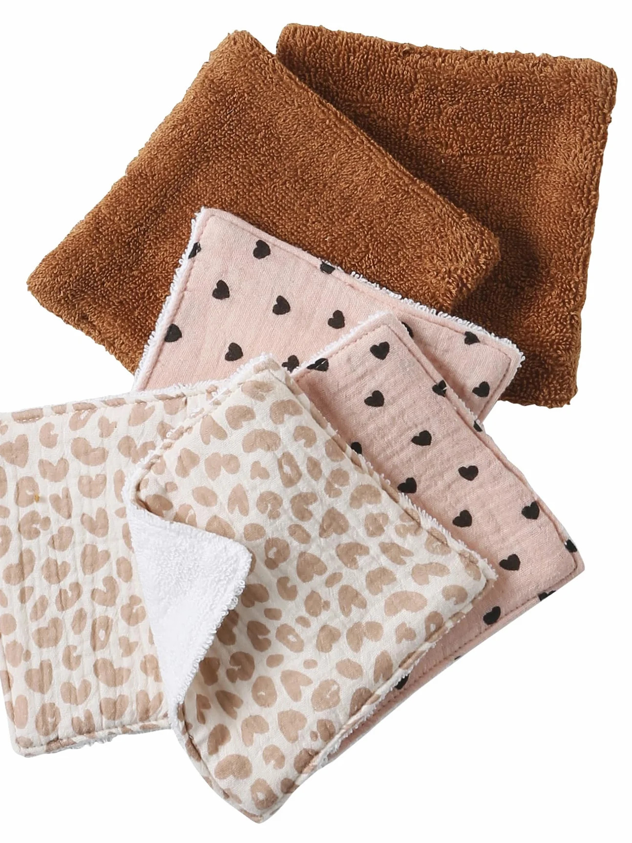VERTBAUDET Lot de 6 lingettes lavables noisette