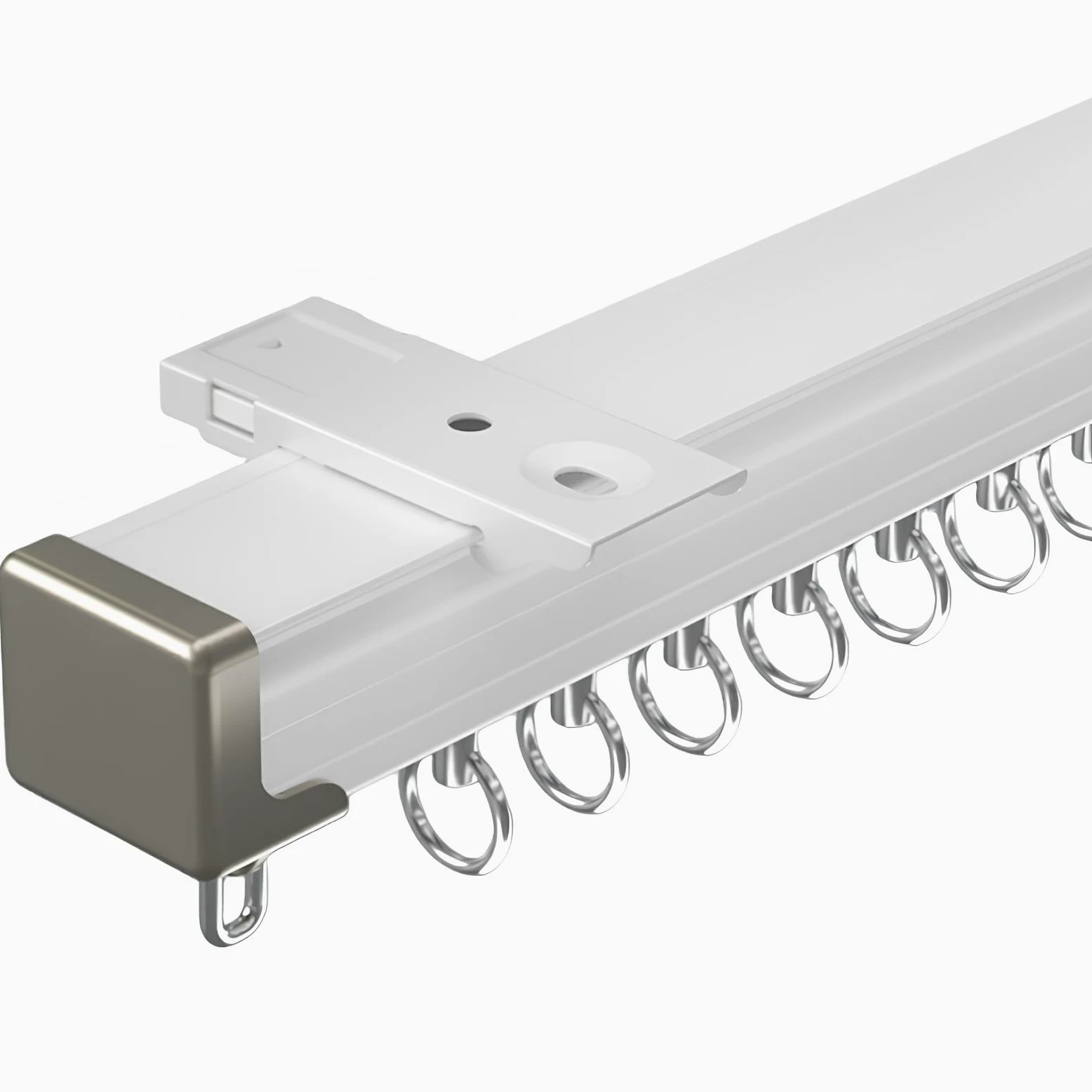 Rail de Rideau en Aluminium 100-600cm, Séparation de Pièce pour Salon, Chambre à Coucher ou Hôpital, Facile à Installer au Plafond/Mur(White-Ceiling,1.5m)