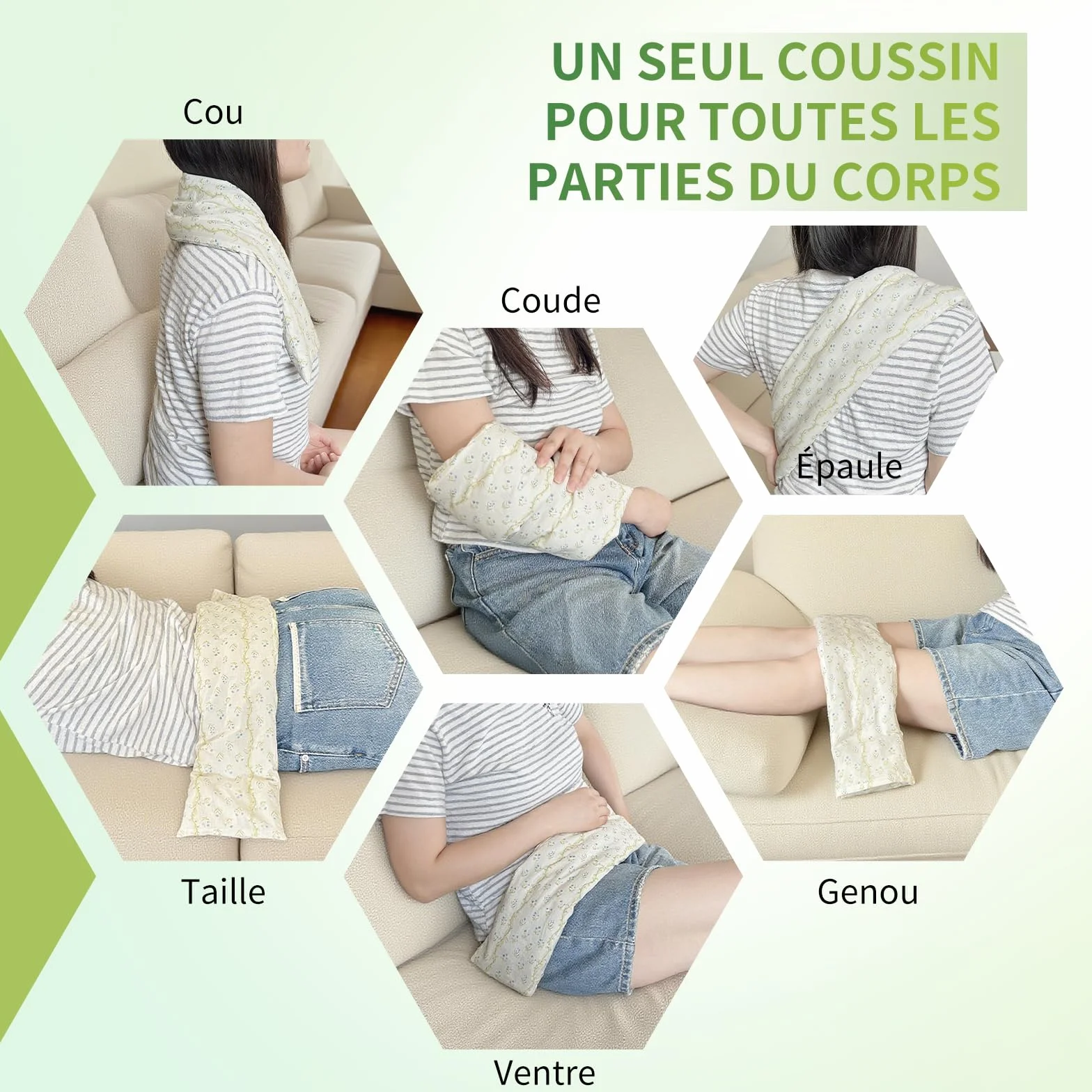 UNCN Longue Coussin Chauffant du cou Cervicales Micro Onde - housse amovible, Bouillotte Micro-Onde, graine de lin, noyaux cerises (Bleu)