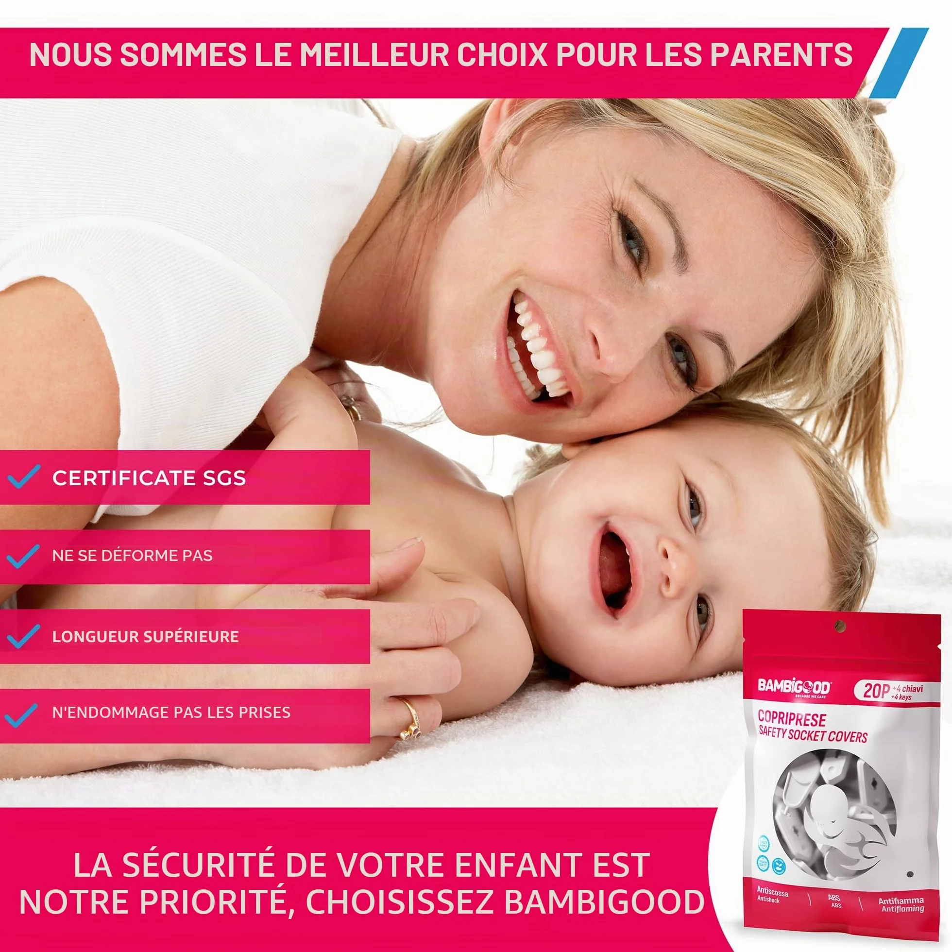 Cache Prise Bébé Electrique Universal 10/16A Schuko Sécurité Domestique Blanc