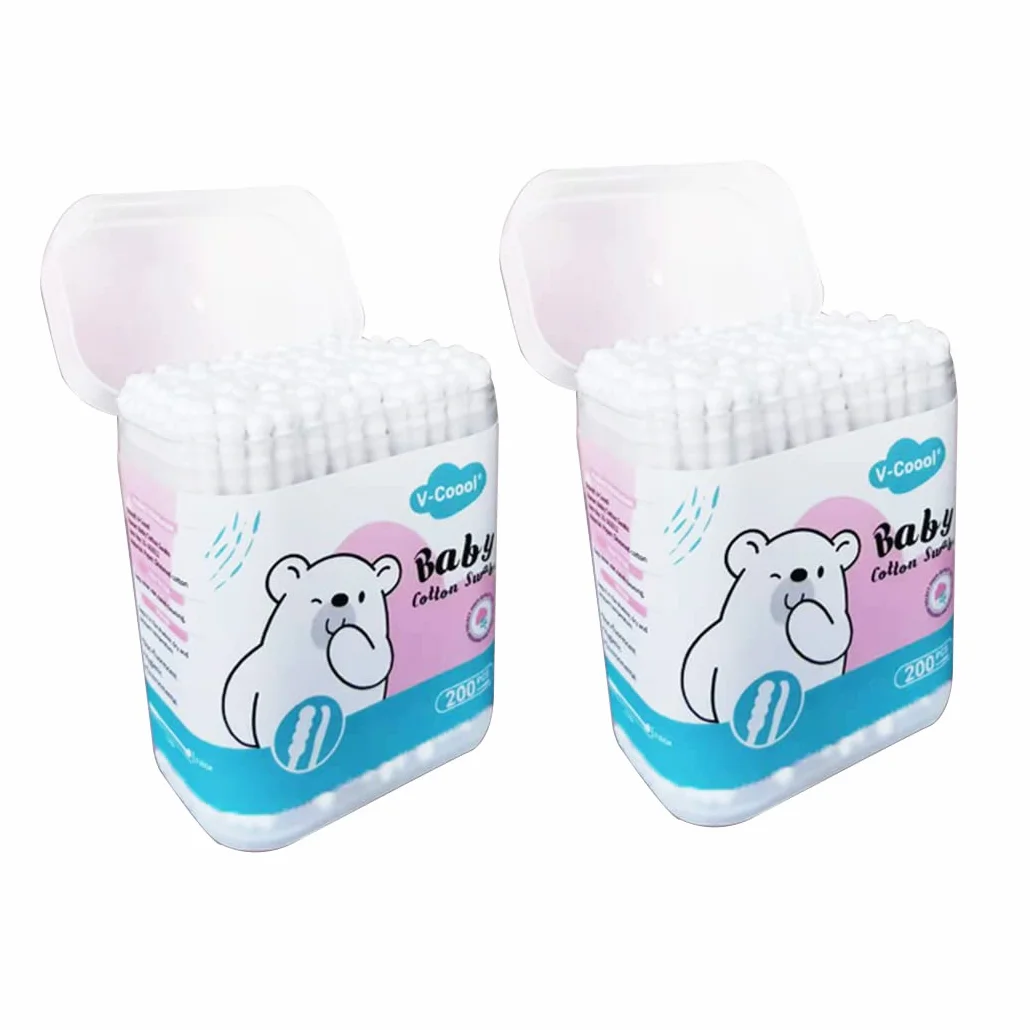 Cotons-tiges de sécurité bébé 400 pièces 100% coton biologique bâtons en papier blanc