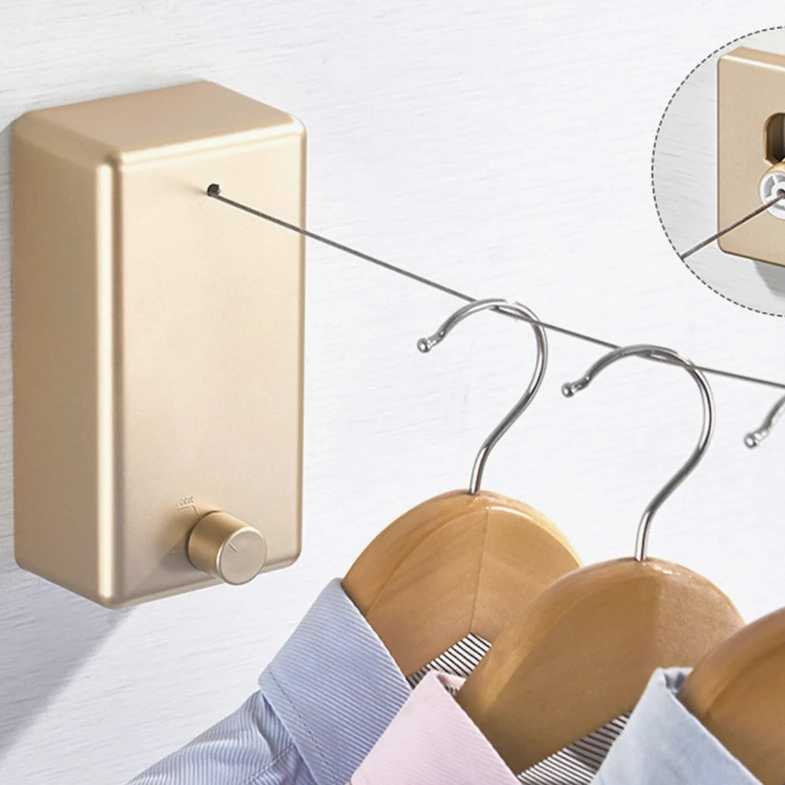 Corde à Linge Rétractable de 13 Pieds,Ligne de Vêtements Réglable en Acier Inoxydable,capacité de Poids de 55 LB Corde à Linge pour Suspendre Le Séchage de la Salle de Bain