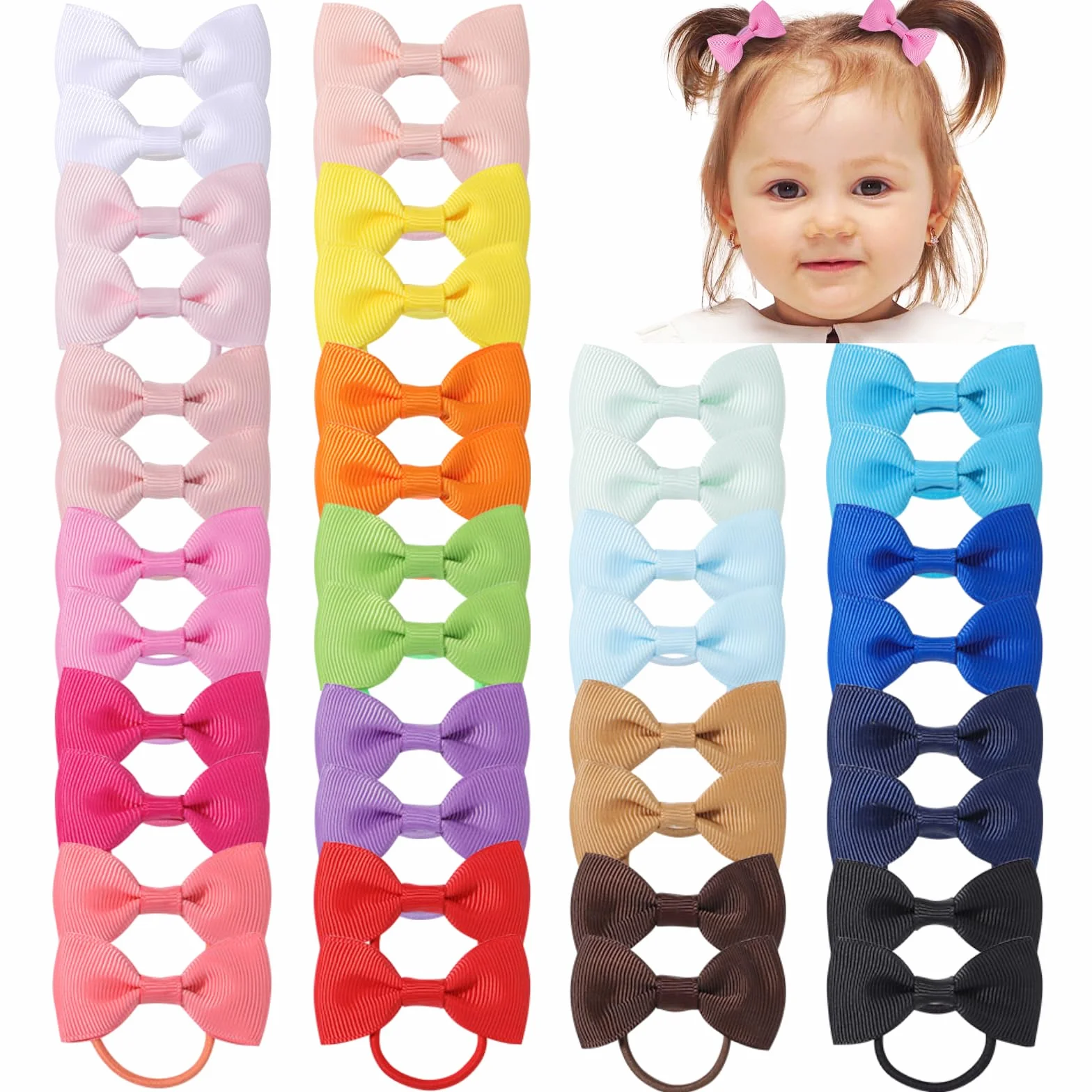40pcs Bébé Filles Cheveux Arcs Élastiques Serre-Tête Queue de Cheval Accessoires Cheveux