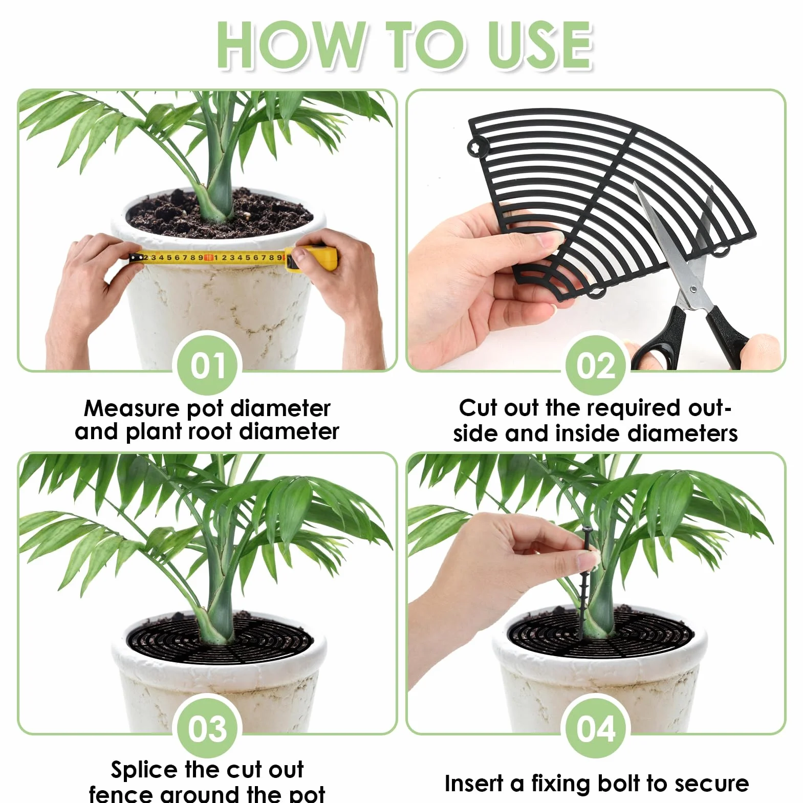 Grilles de Protection de Pots de Plantes 30 cm Couvercle pour Pot de Fleurs Découpable Contre Animaux