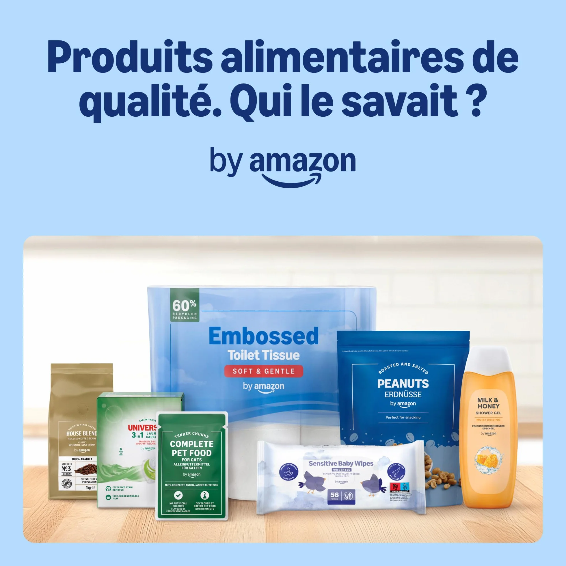 Lingettes pour Bébé Ultra-Douces by Amazon, 100% Fibres Végétales, 99% Eau, 720 Lingettes, Non Parfumées, 12 Paquets