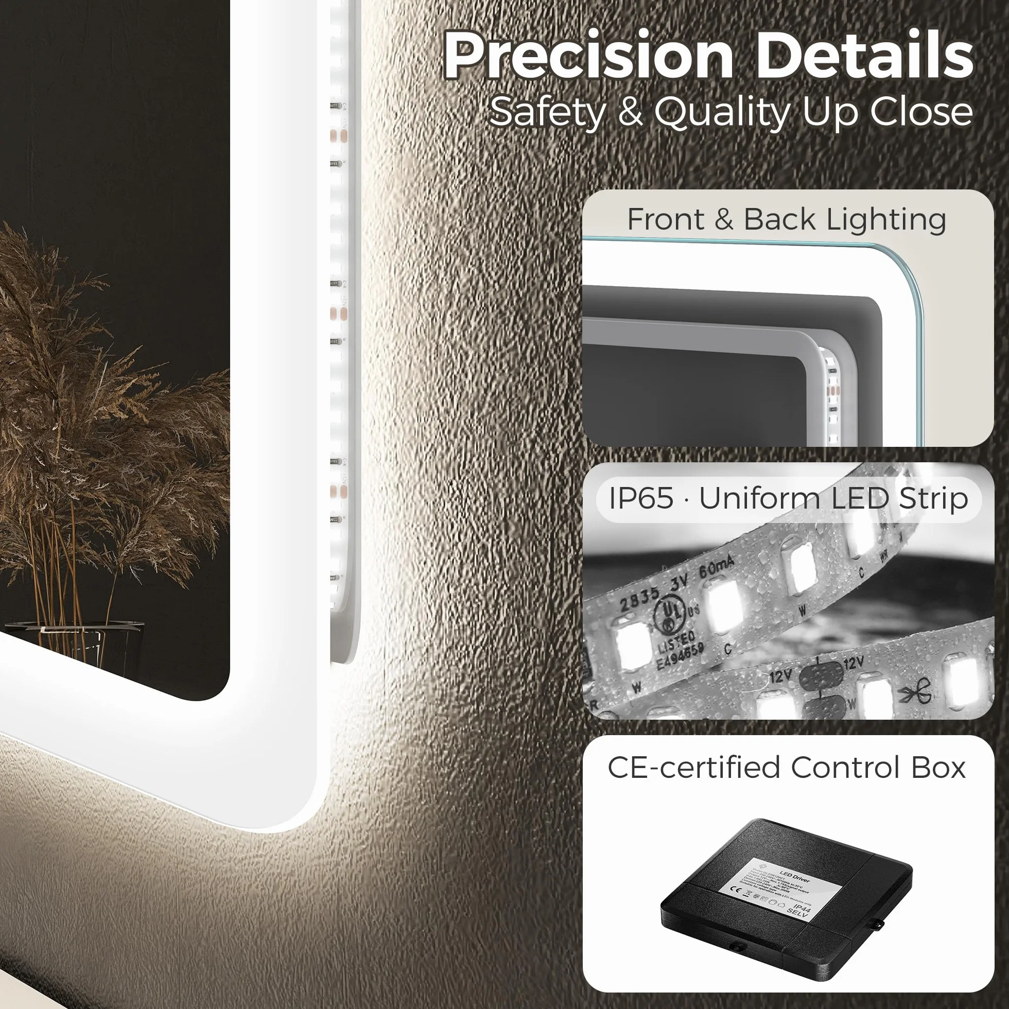 STARLEAD Grand Miroir LED Salle de Bain 120x70cm Bluetooth Dimmable 3 Couleurs IP44 Verre Trempé