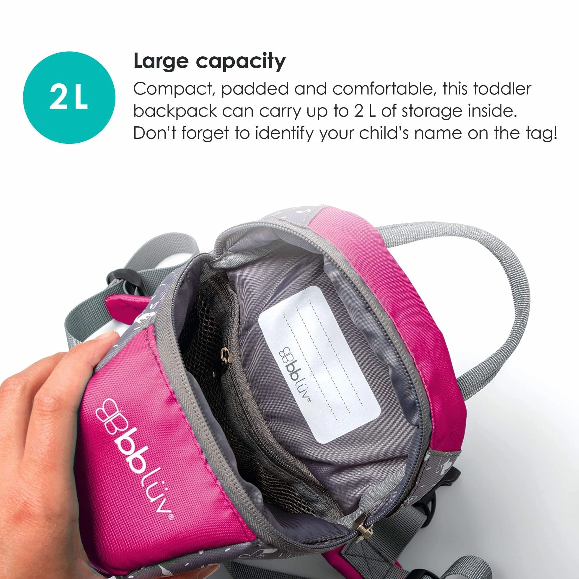 Sac à dos pour tout-petit enfant avec sangle de sécurité amovible Rose
