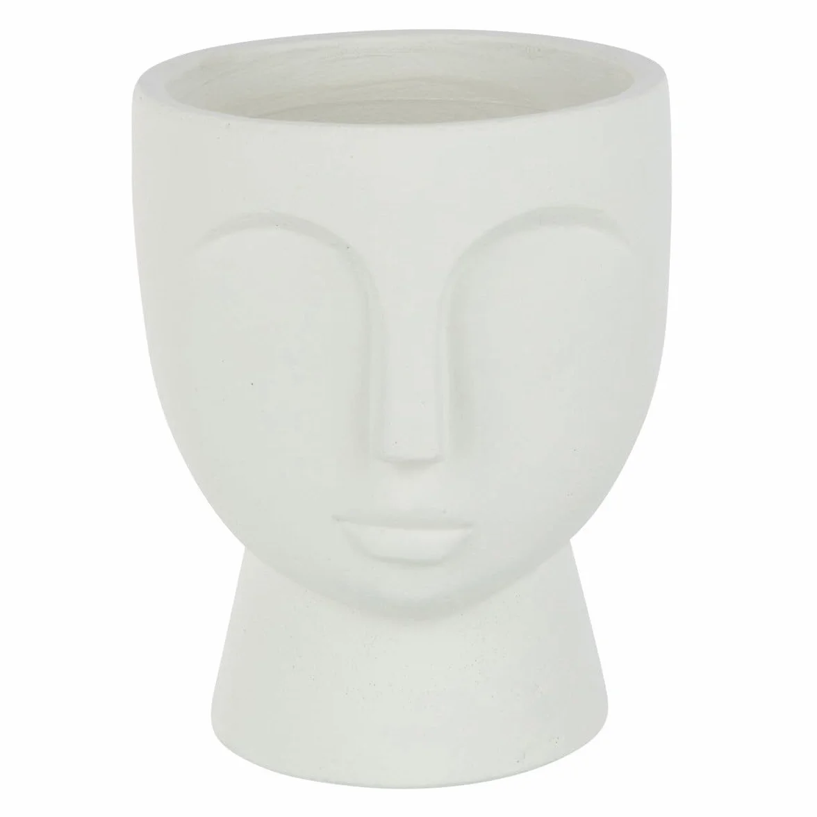 Cache-Pot en Ciment Visage 22cm Blanc