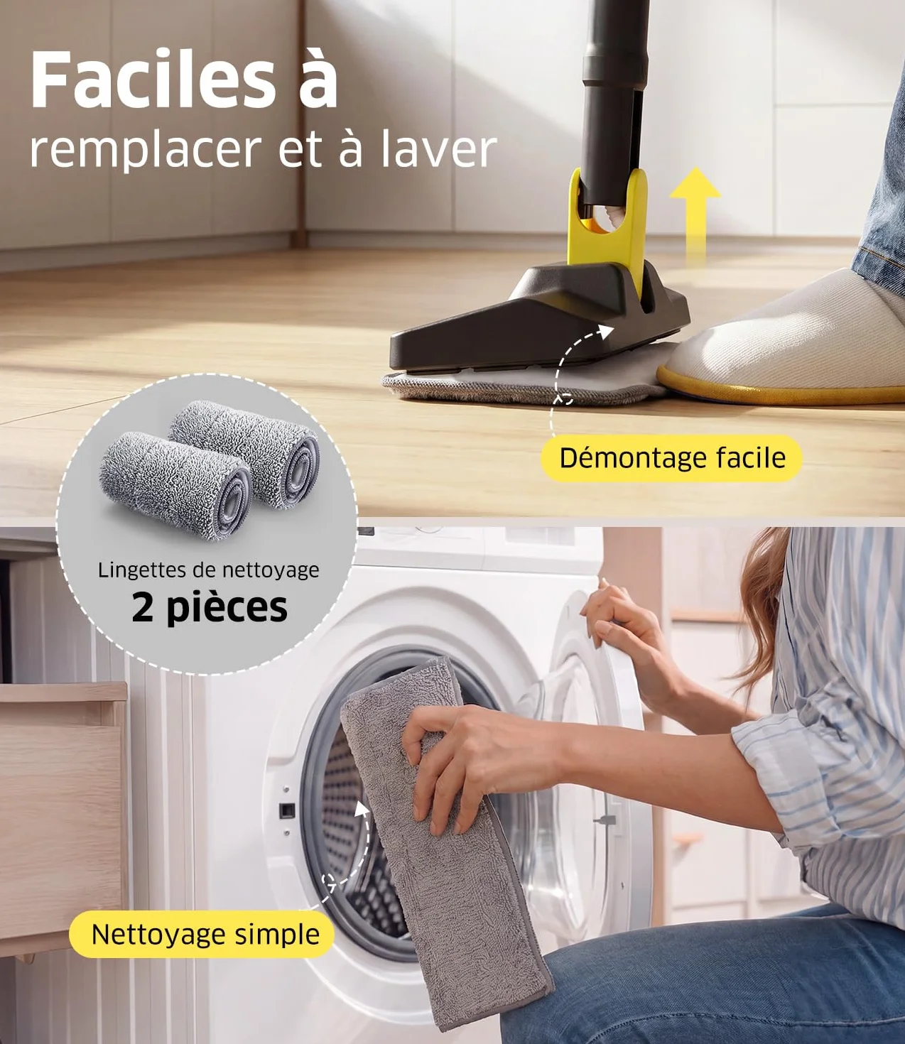 Nettoyeur Vapeur 7 en 1 1500W Balai Vapeur Multifonction Chauffe en 15 Secondes