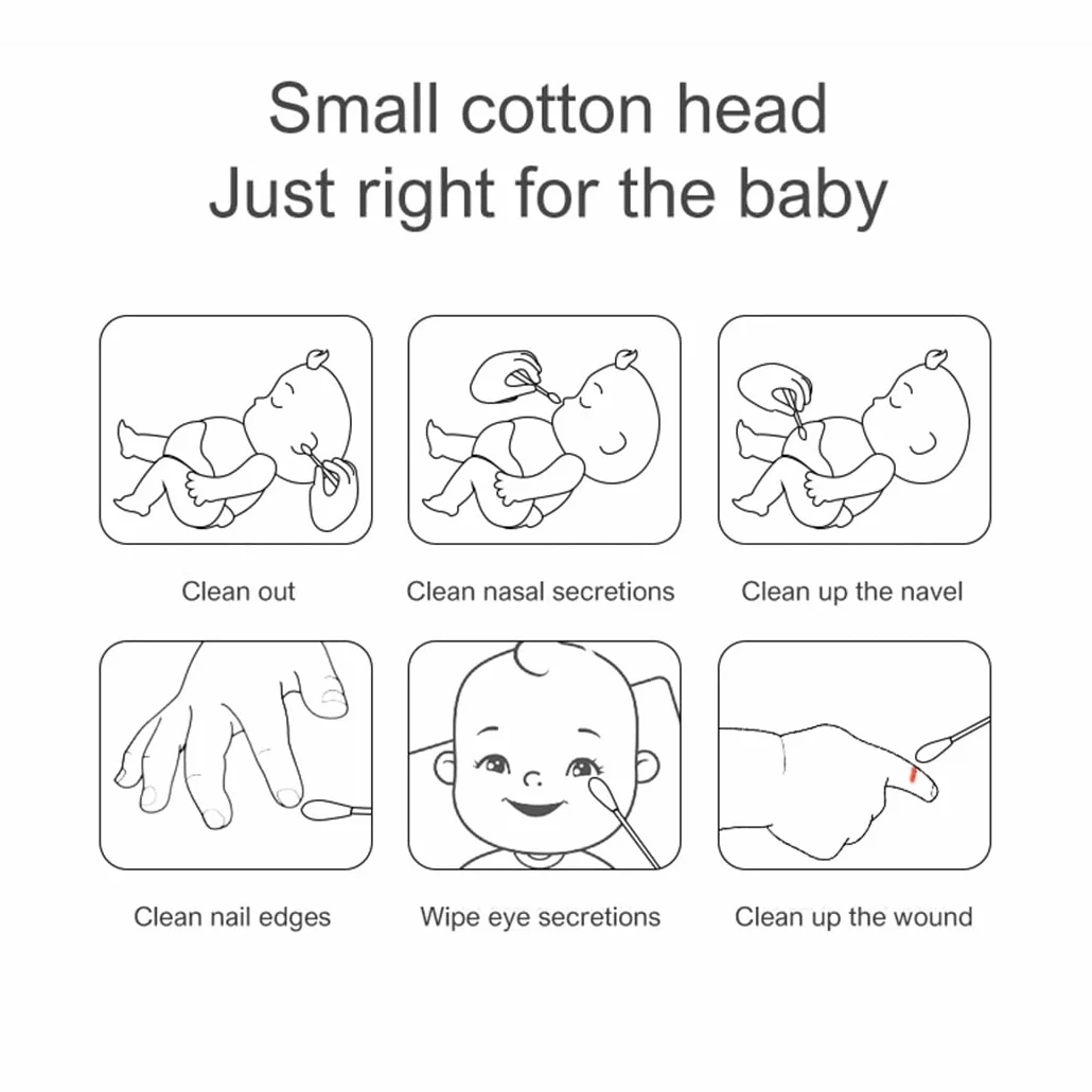 Cotons-tiges de sécurité bébé 400 pièces 100% coton biologique bâtons en papier blanc