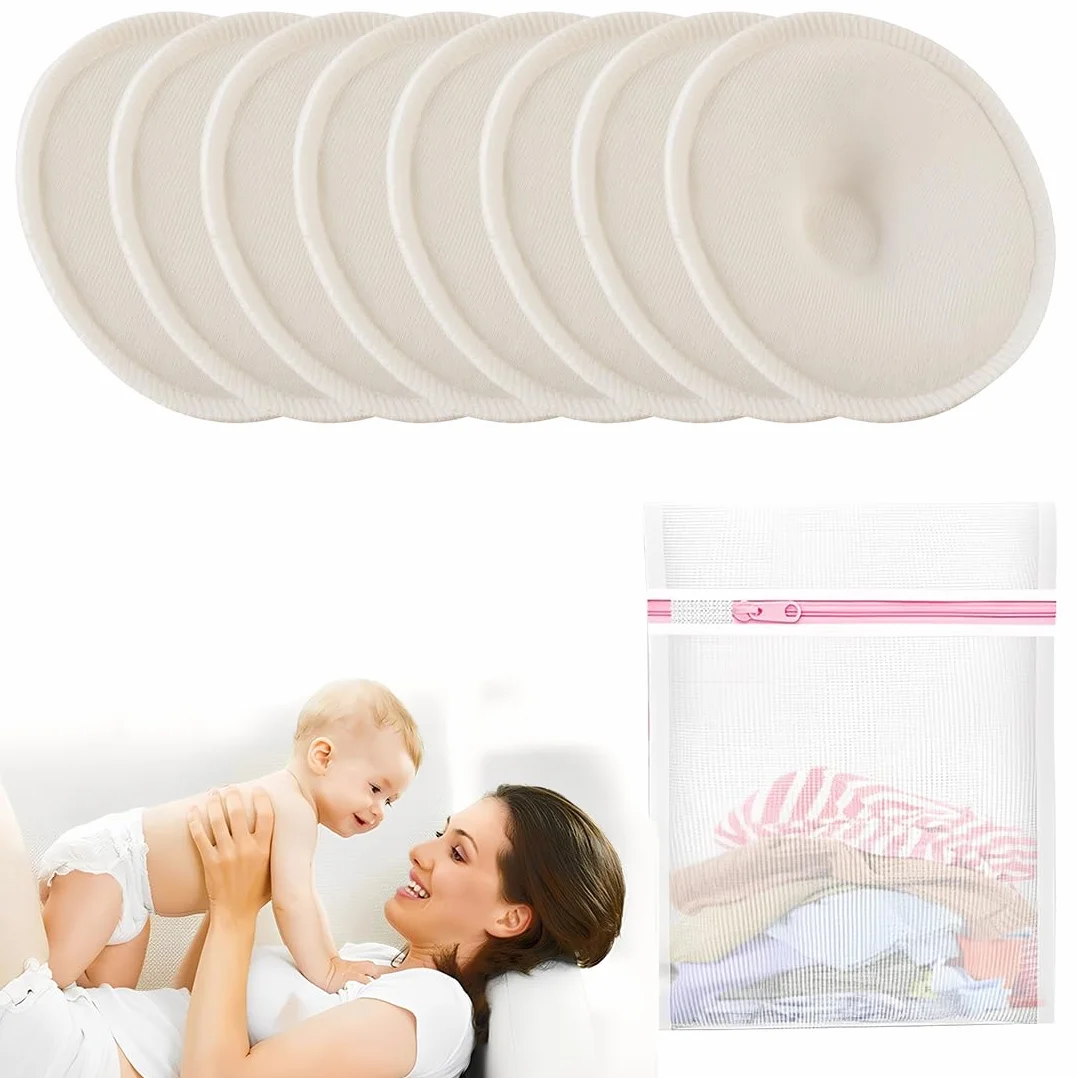 Coussinets d'Allaitement Réutilisables 8 Pièces avec Sac de Lavage Conception 3D Confort Ajustement