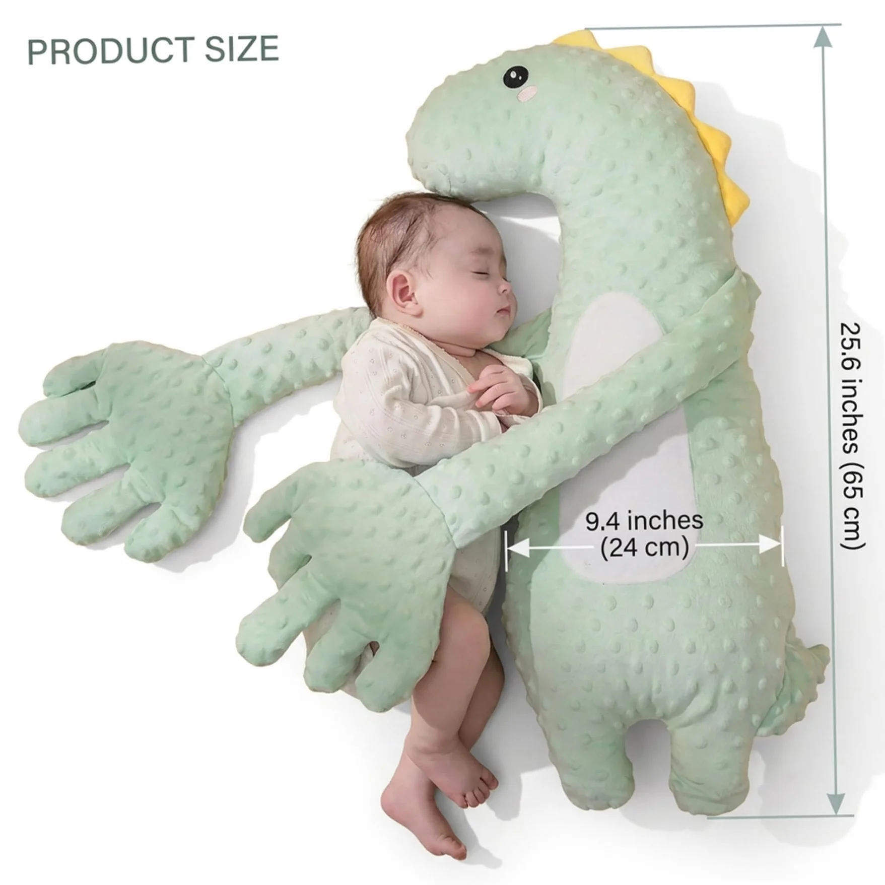 Tapoter la main pour le sommeil de bébé – Oreiller à tapoter pour bébé dinosaure vert, oreiller apaisant intelligent avec tapotements doux et minuterie, aide au sommeil portable pour nourrissons