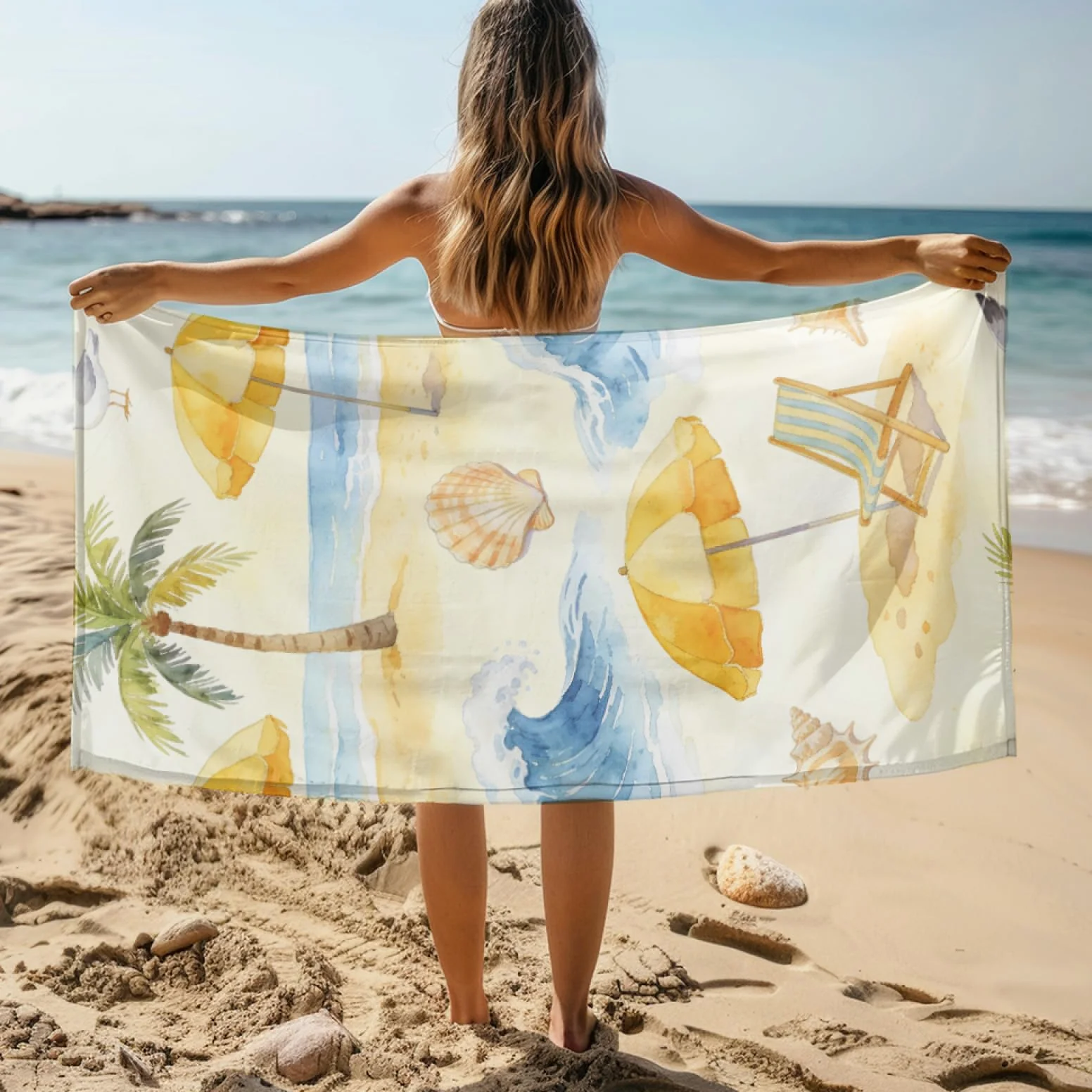 Tapis de Plage XXL Anti Sable Parapluie Jaune Serviette Piscine Adulte,Natte De Plage Pliable, Voyage Accessoires De Plage Camping,Serviette de Bain Personnalisée