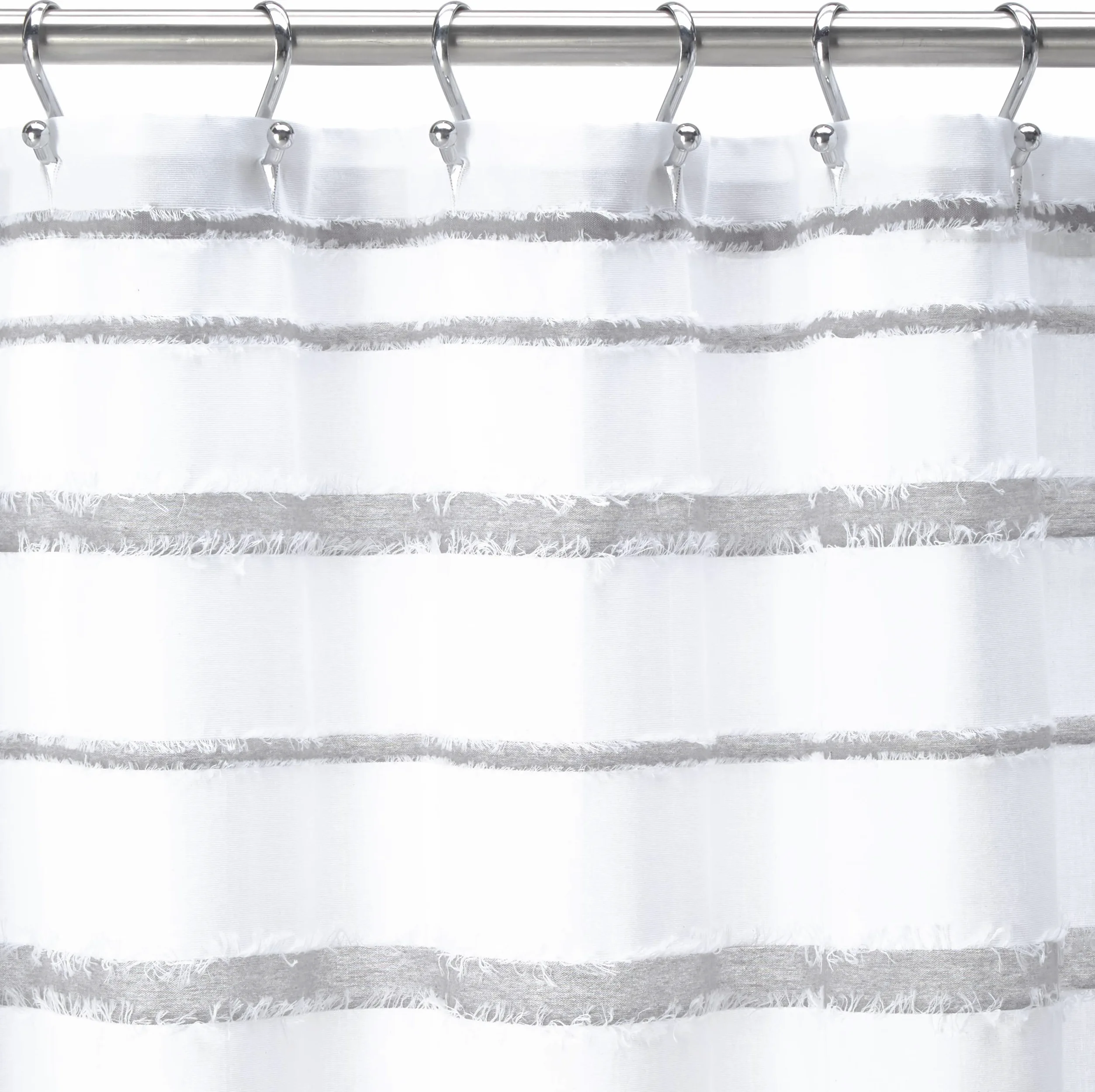 Lush Decor Rideau de Douche Jacquard avec Clip rayé Blanc et Gris 72 x 72 cm