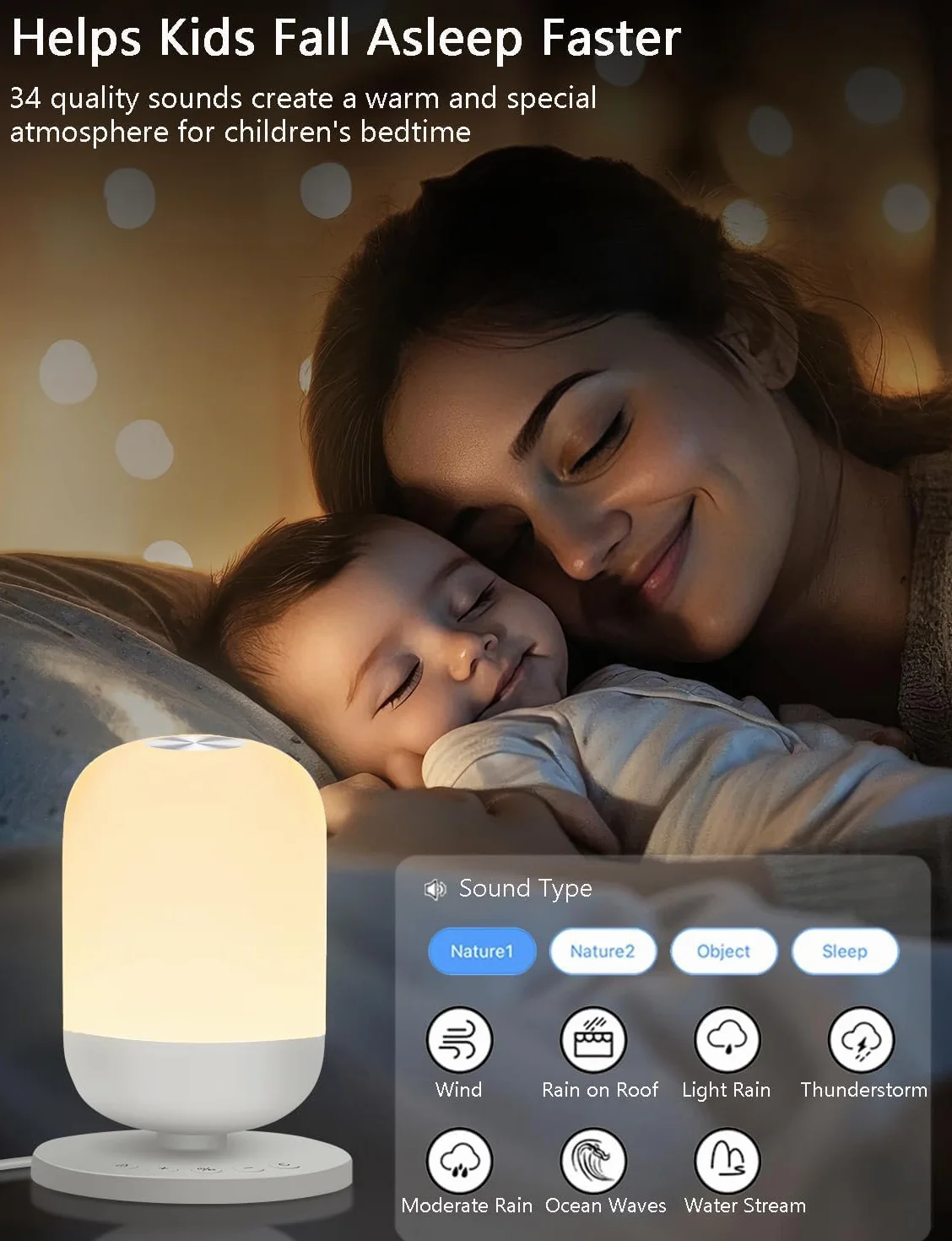 Intelligent machine à bruit blanc pour sommeil bébé adulte 34 sons apaisants veilleuse douce réveil minuterie contrôle Tuya Smart APP