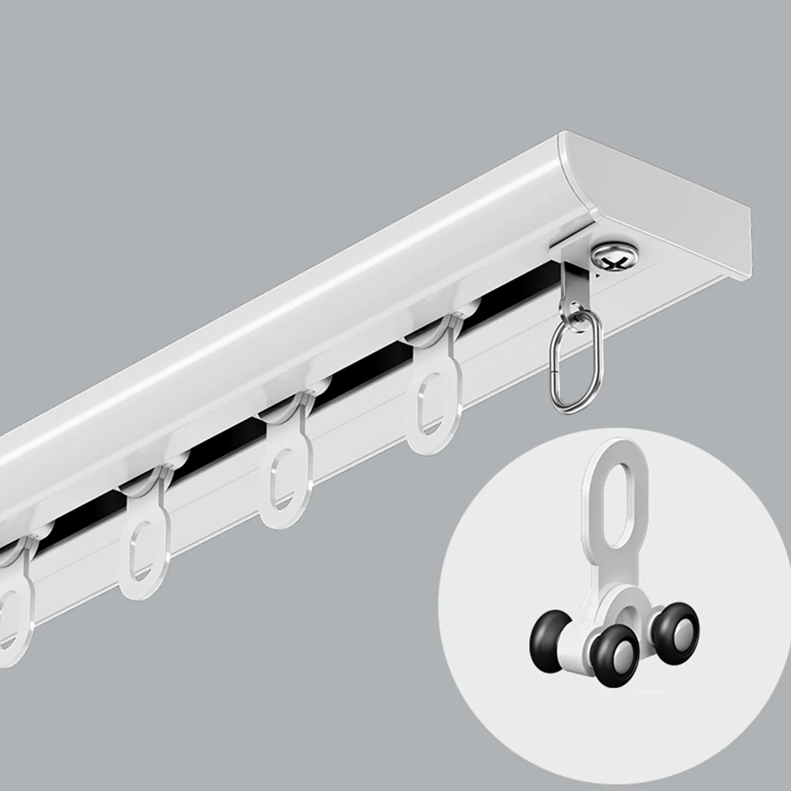Tringle À Rideaux Style Industriel, Tringle À Rideaux, Rail De Plafond, Ensemble De Rail De Plafond en Aluminium, pour Montage Au Plafond Ou Muraux(White,2M/6.5FT)