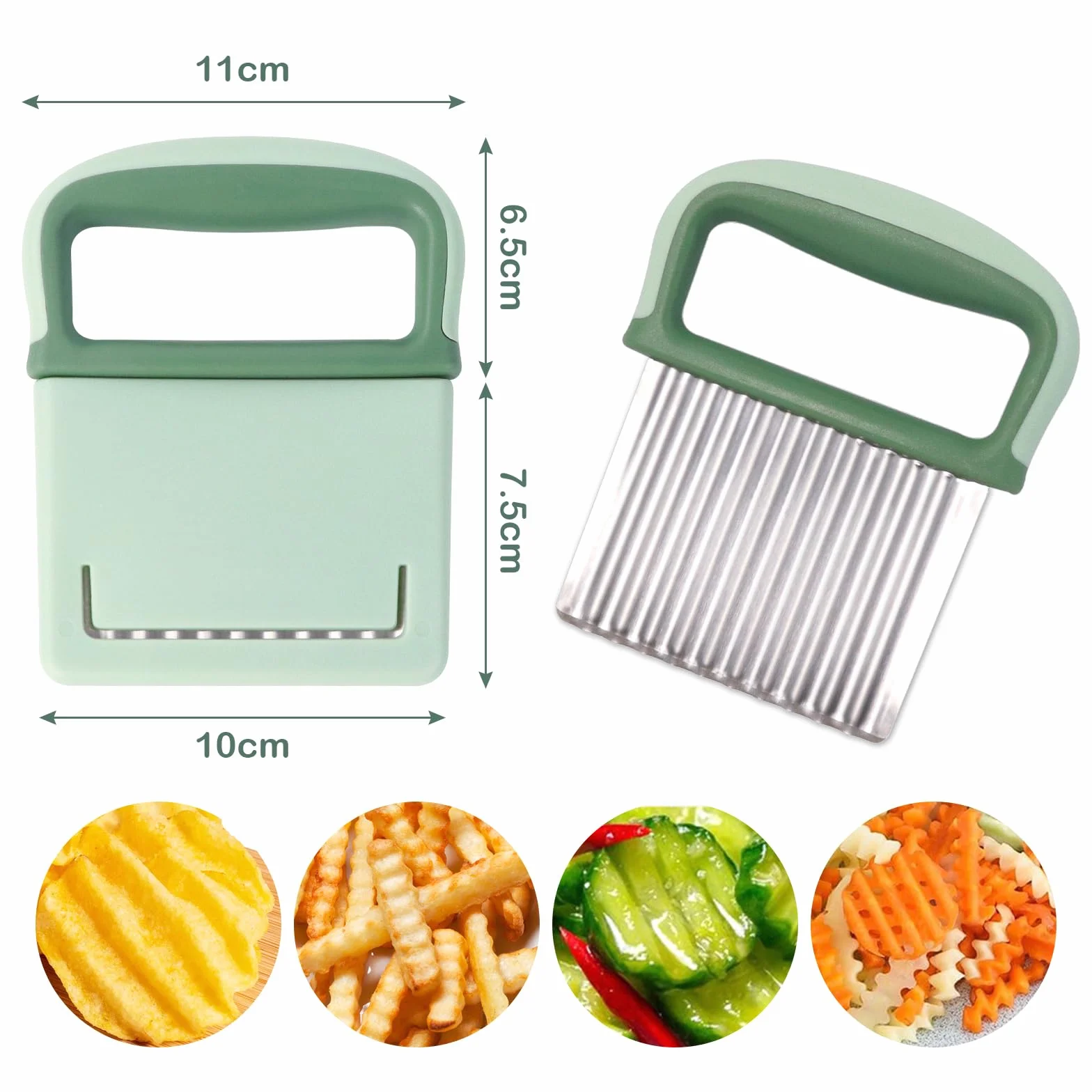 Redamancy Couteau Ondulé à Frites Inoxydable, Coupe Patate, Trancheur à Vague pour Légumes et Fruits