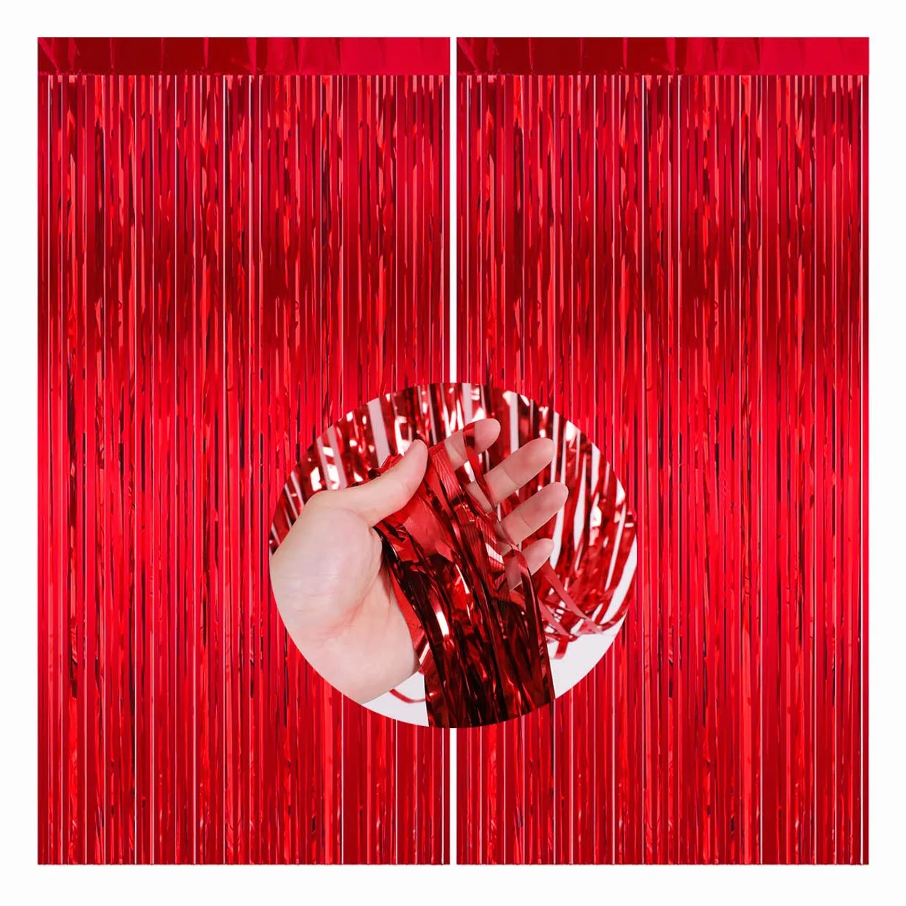 Rideau Métallique Frange Rouge 1m x 2m CC Wonderland Zone Décoration Anniversaire Noël Party
