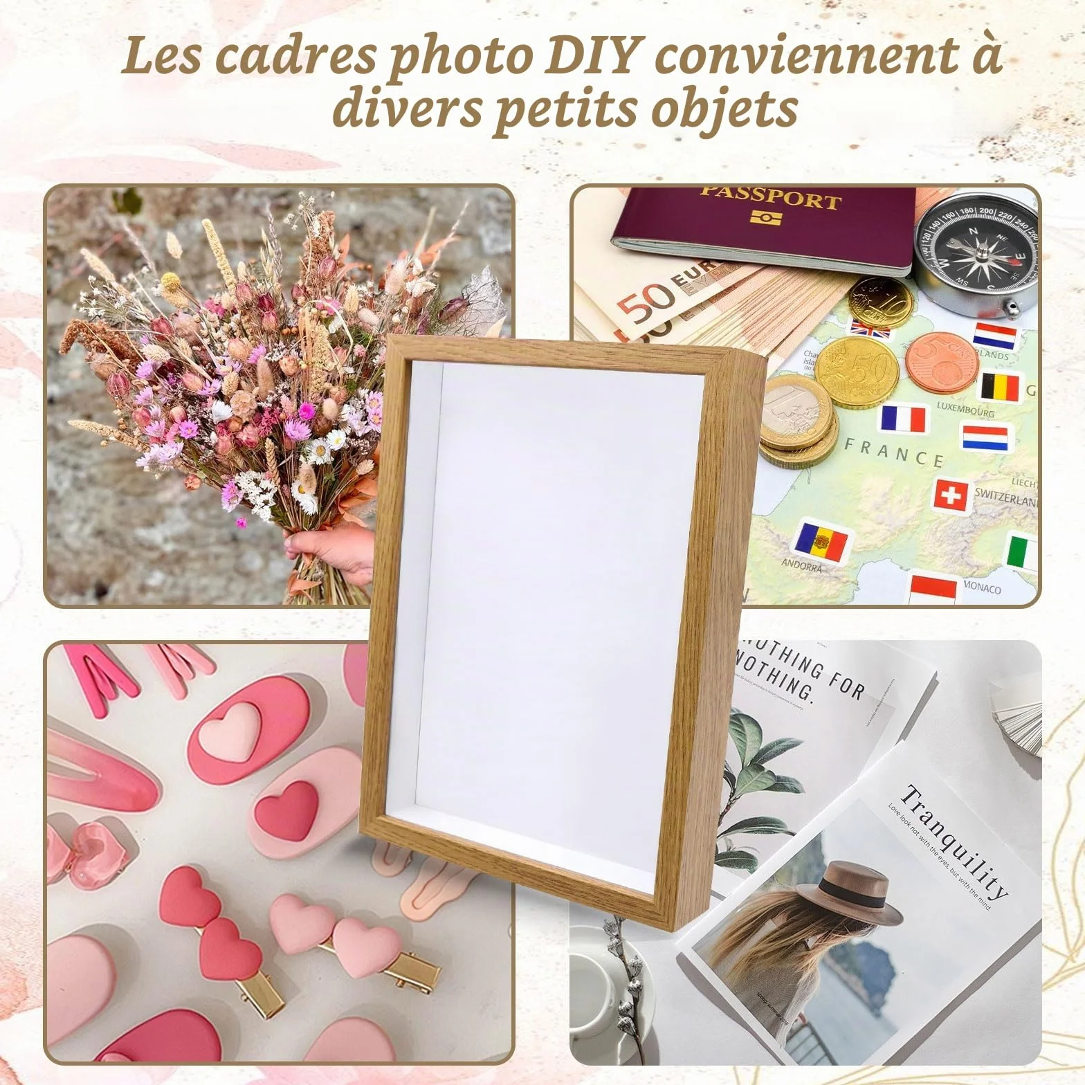 Cadre Profond avec Vitre pour Objet 3D A4 Cadre Photo Remplir Facile Fait Maison Fleurs Séchées Mariage Souvenirs Décoration DIY