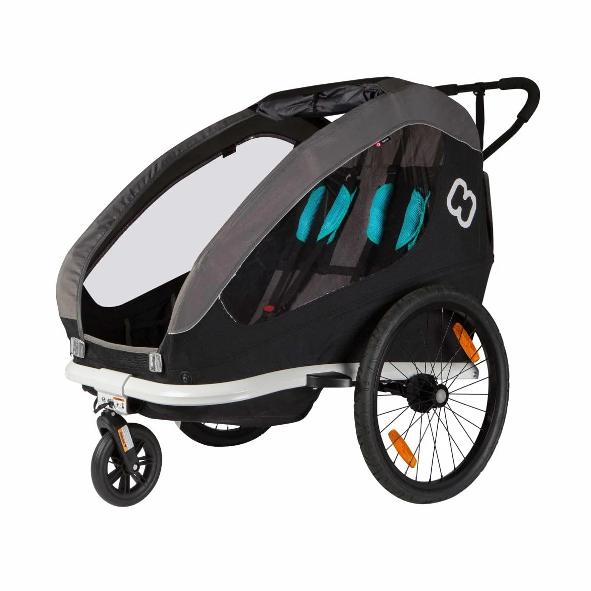 Hamax Remorque Traveller 2 Places Vélo Poussette Harnais 5 Points Pliable Enfants 22 kg