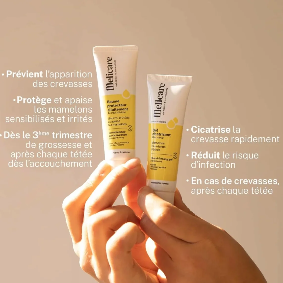 Melicare Baume Protecteur Allaitement Crevasses Mamelons 48% Miel Médical Stérilisé Breveté 30 g