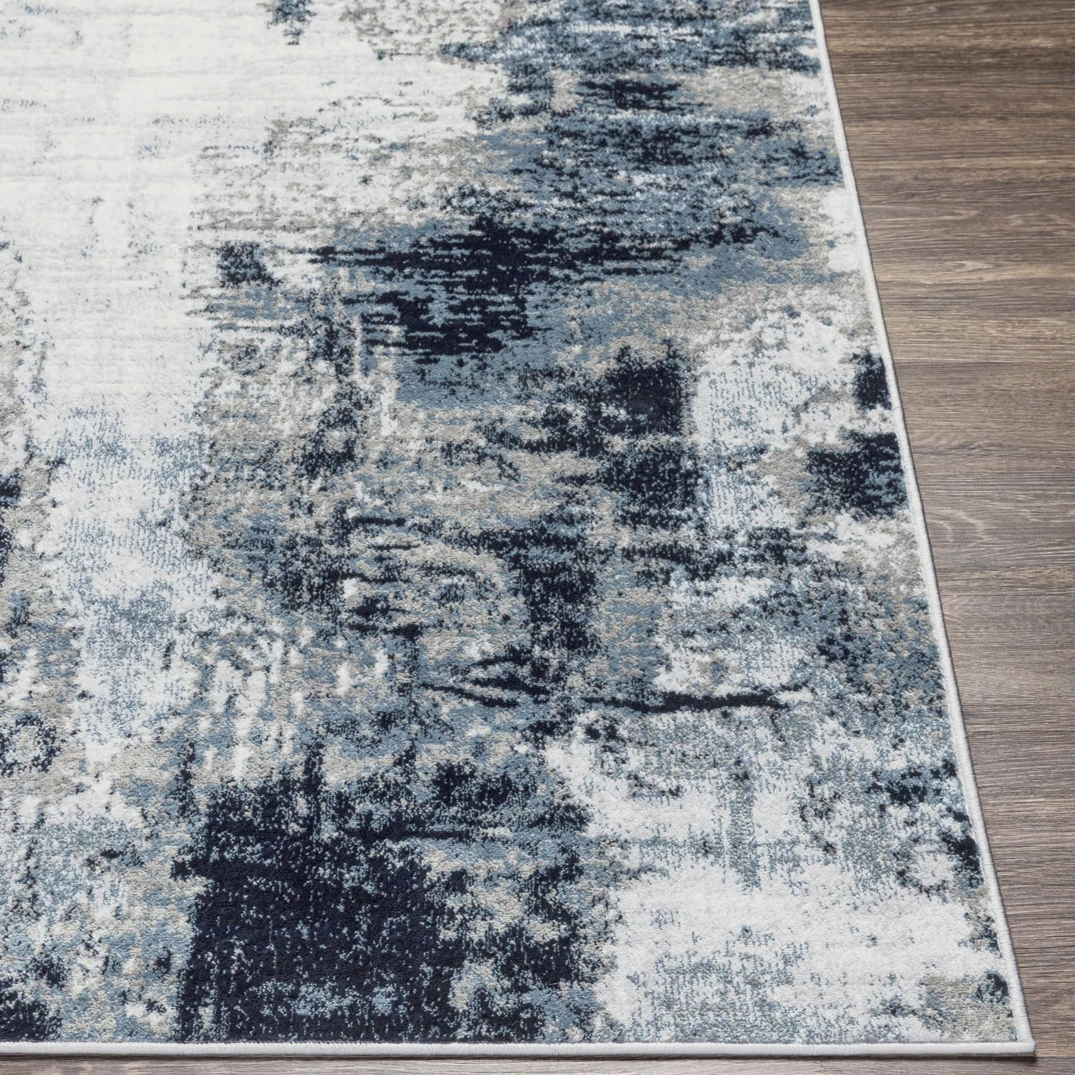 Livabliss Helsinki Wohnzimmer Modern – Abstrakt Design in Marmor Optik für Wohnzimmer 120x170 cm, Esszimmer, Schlafzimmer - Marmor e groß, weicher Kurzflor in Blau, Weiß und Grau