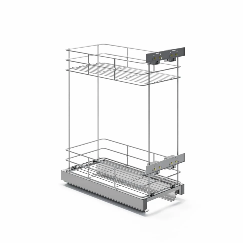 ATM panier coulissant cuisine 30 cm acier inoxydable fermeture douce cargo | Extraction complète, réglage façade 3D, finition argent mat, rangement placard, aménagement intérieur, usage domestique